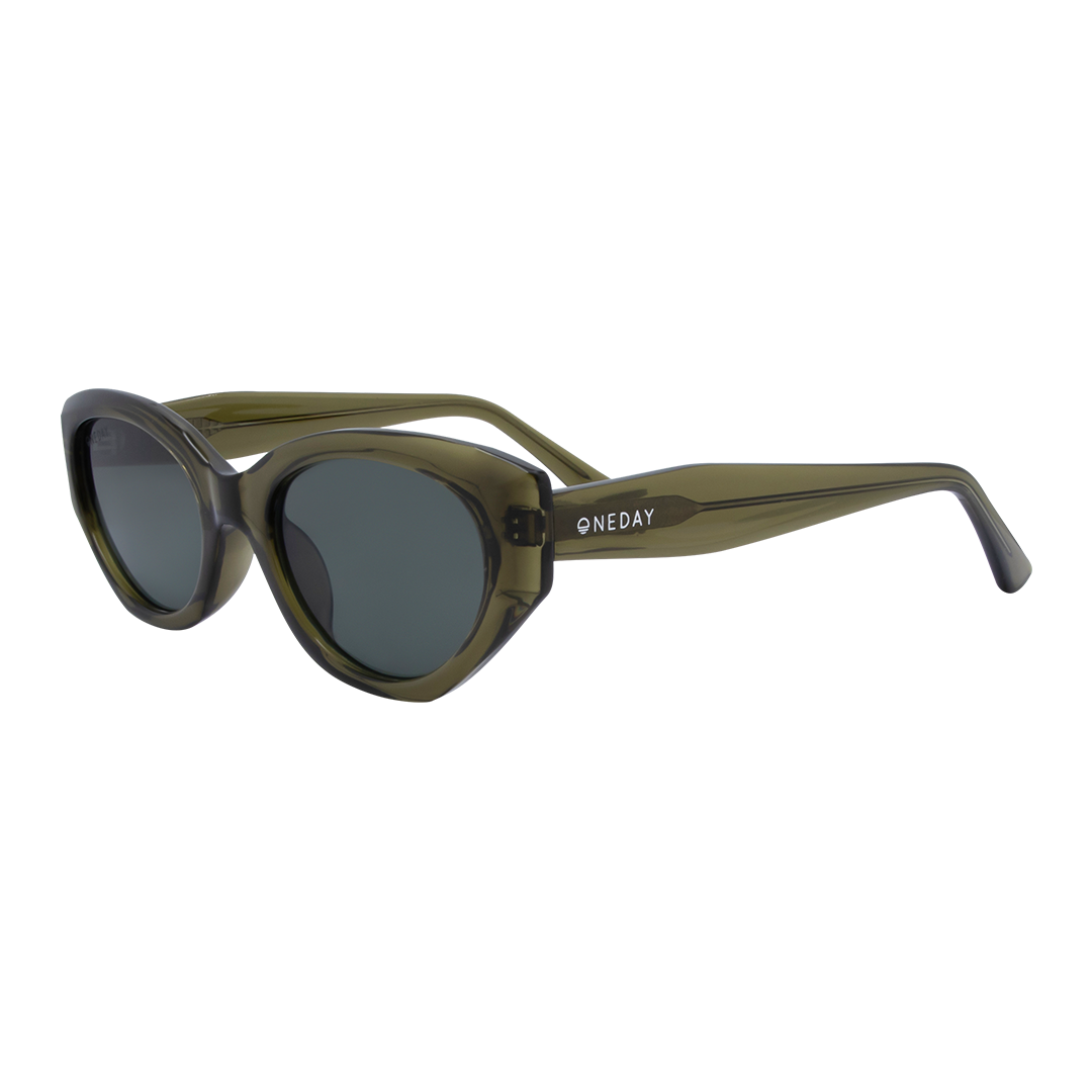 Blakey Oval Women's Sunglasses with Olive Green Frame and G15 Lens front left view