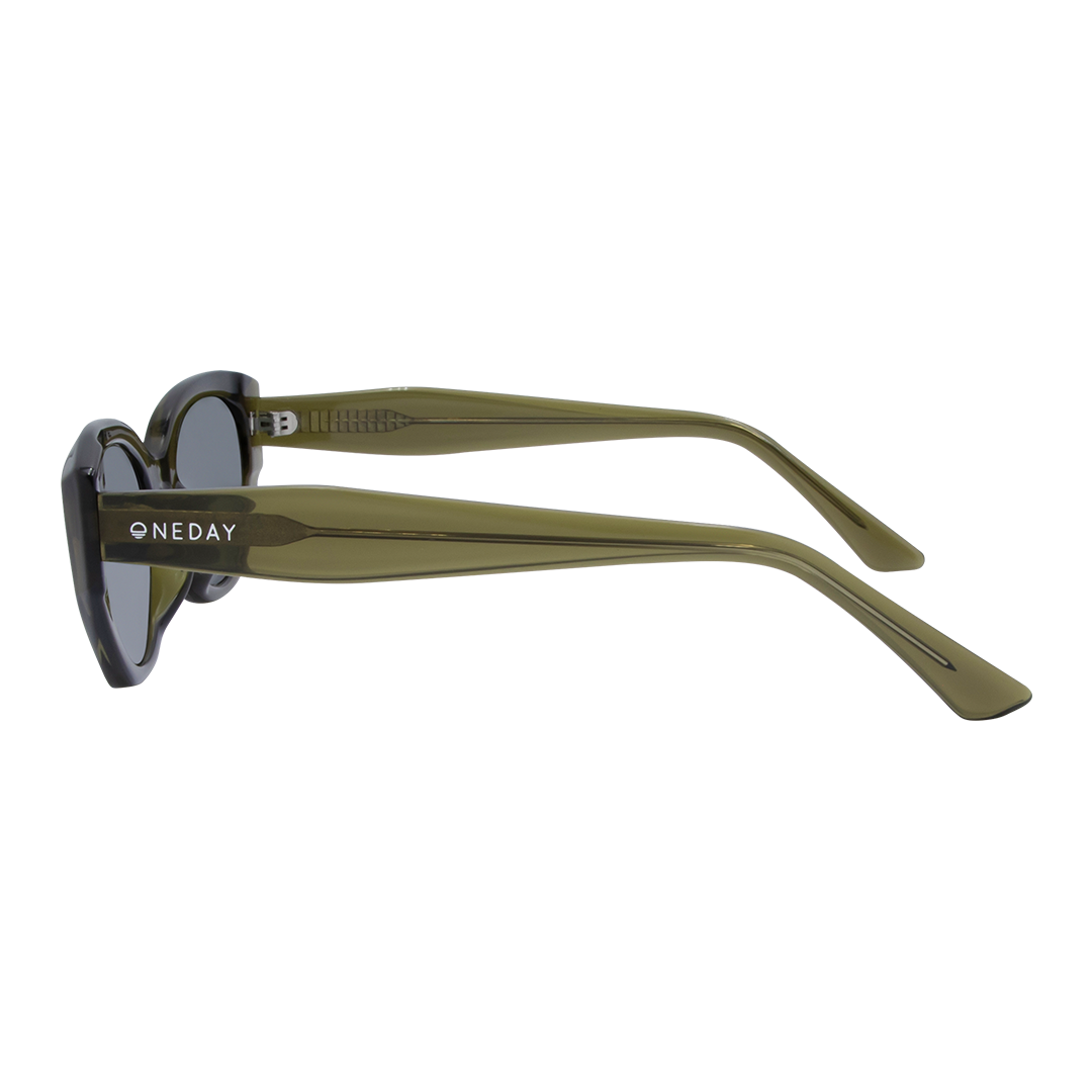 Blakey Oval Women's Sunglasses with Olive Green Frame and G15 Lens left view