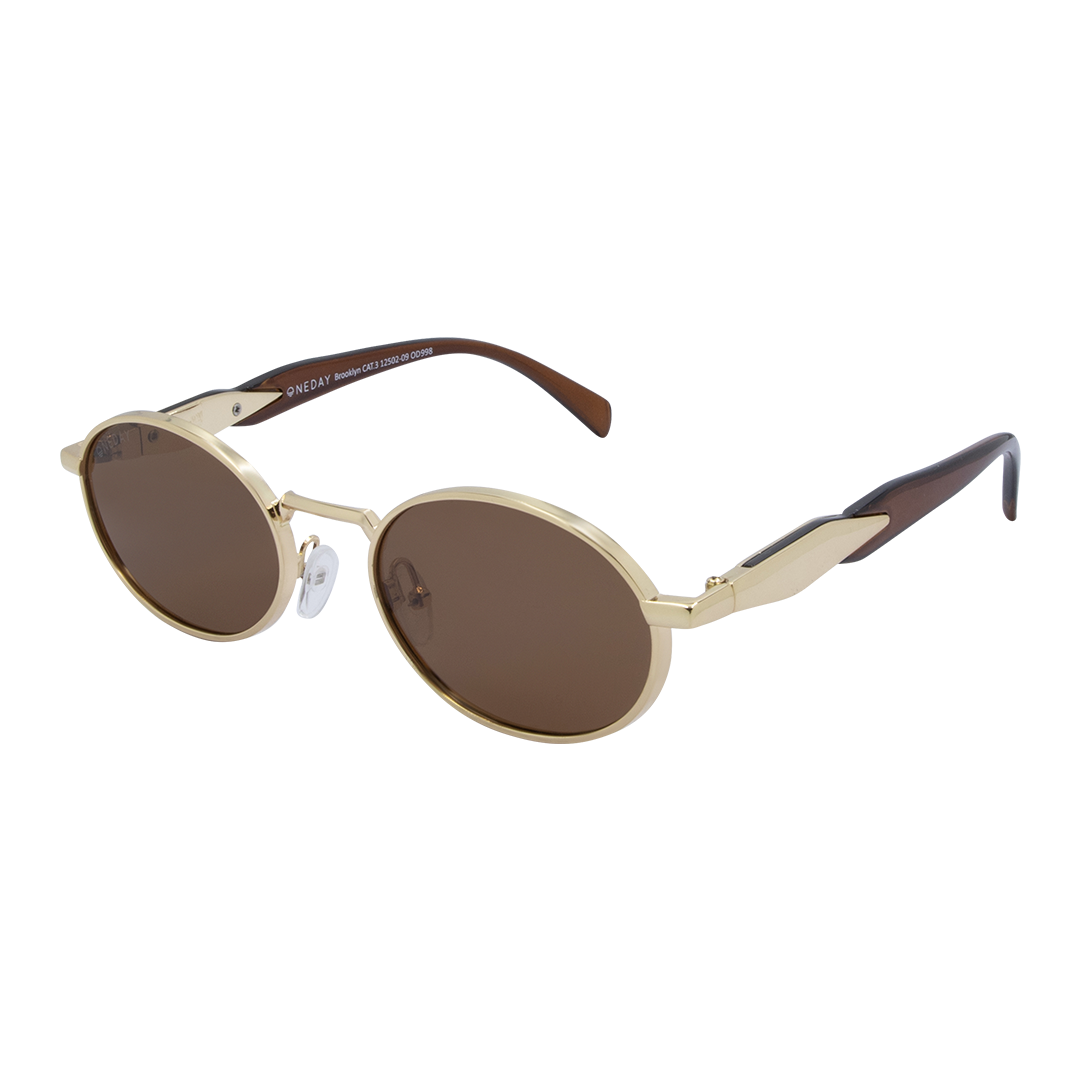 Brooklyn Gold Oval Women's Metal Polarised Sunglasses