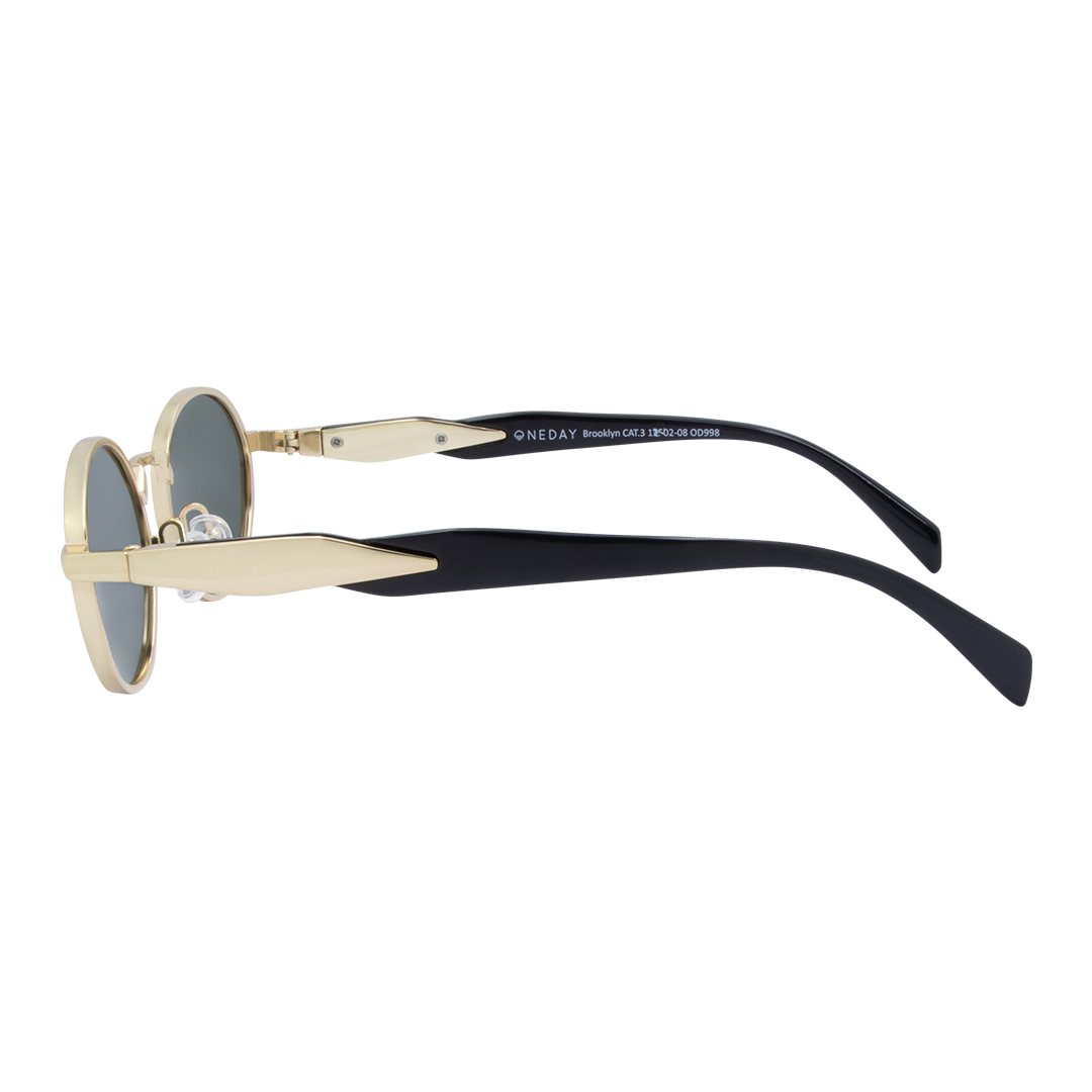 Brooklyn Oval Women's Polarised Sunglasses with Gold Metal Frame and G15 Lens left view