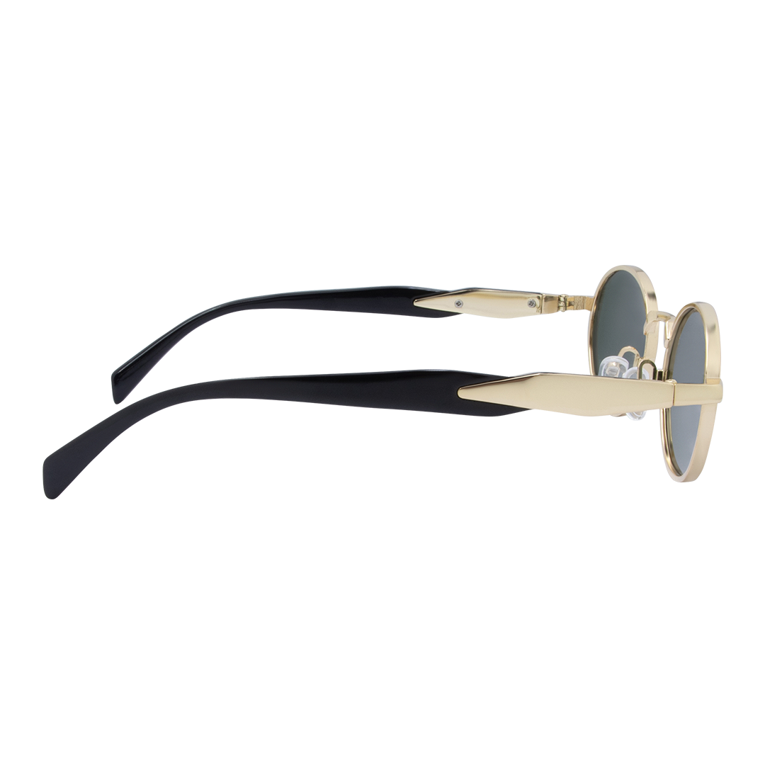 Brooklyn Oval Women's Polarised Sunglasses with Gold Metal Frame and G15 Lens right view