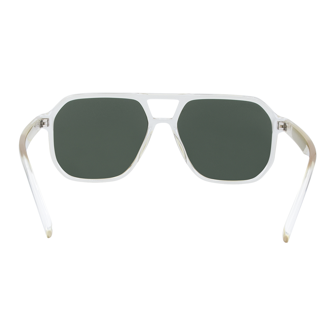 Delilah Aviator Women's Sunglasses with Champagne Frame and Green Lens inside view