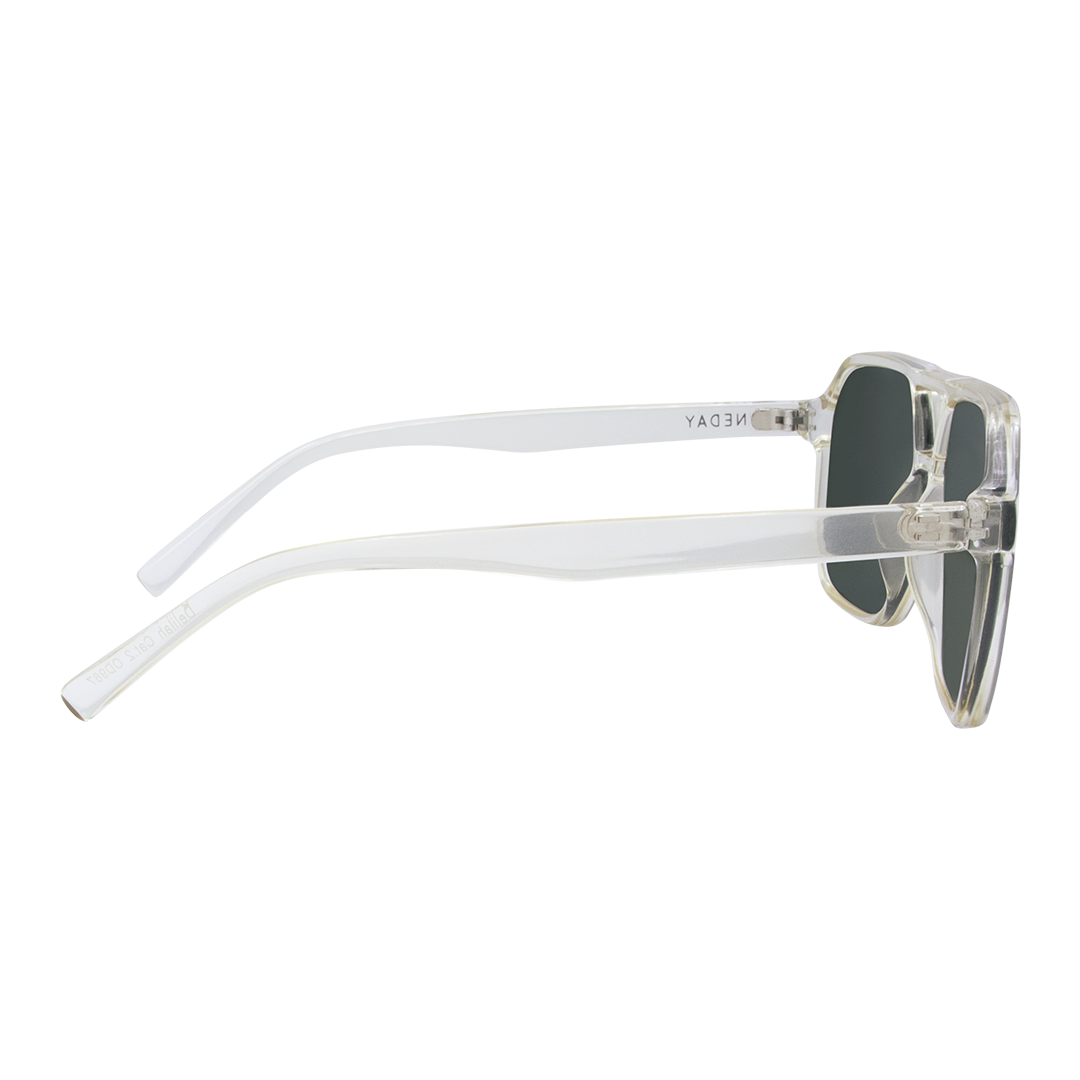 Delilah Aviator Women's Sunglasses with Champagne Frame and Green Lens right view