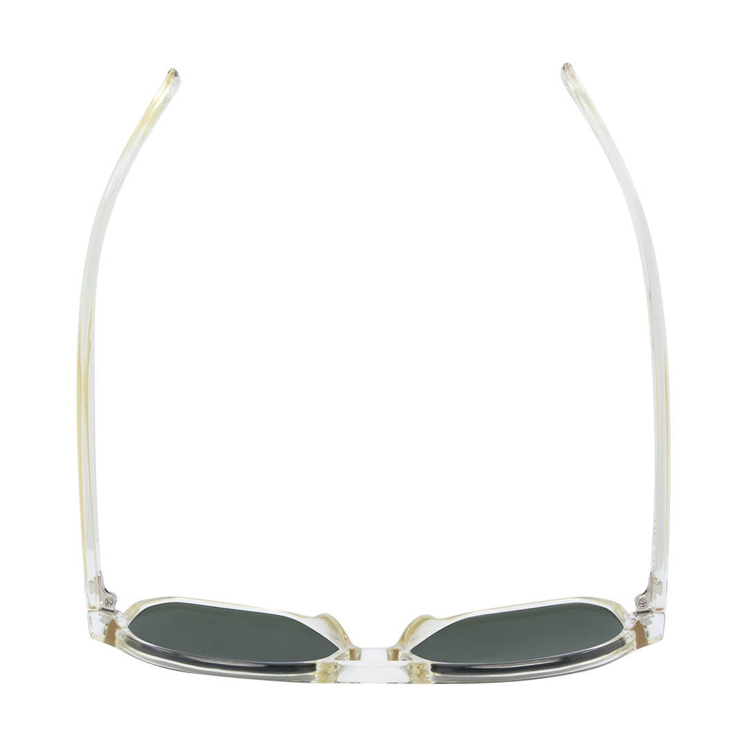 Delilah Aviator Women's Sunglasses with Champagne Frame and Green Lens top view
