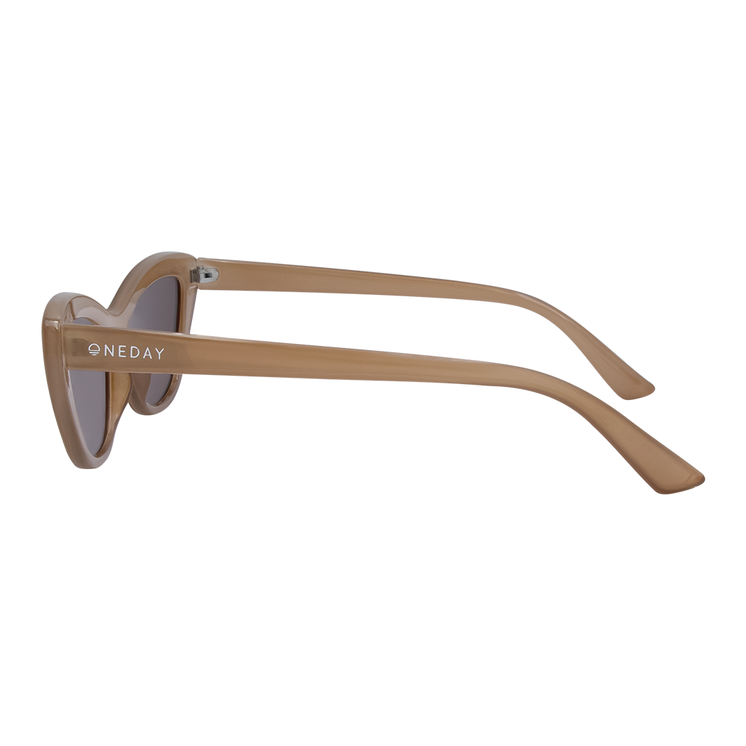 Desorbo Cats Eye Women's Sunglasses with Beige Frame and Brown Lens left view