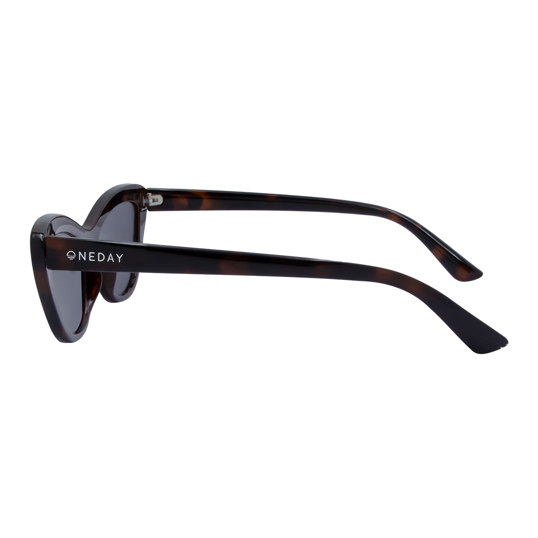 Desorbo Cats Eye Women's Sunglasses with Tortoise Shell Frame and Smoke Lens left view