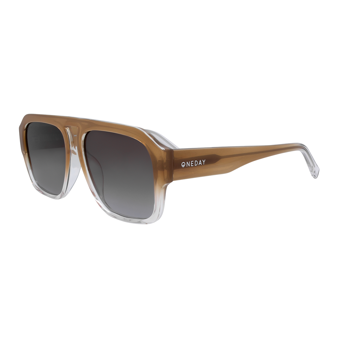 Florence Aviator Women's Sunglasses with Beige Frame and Brown Polarised Lens front left view