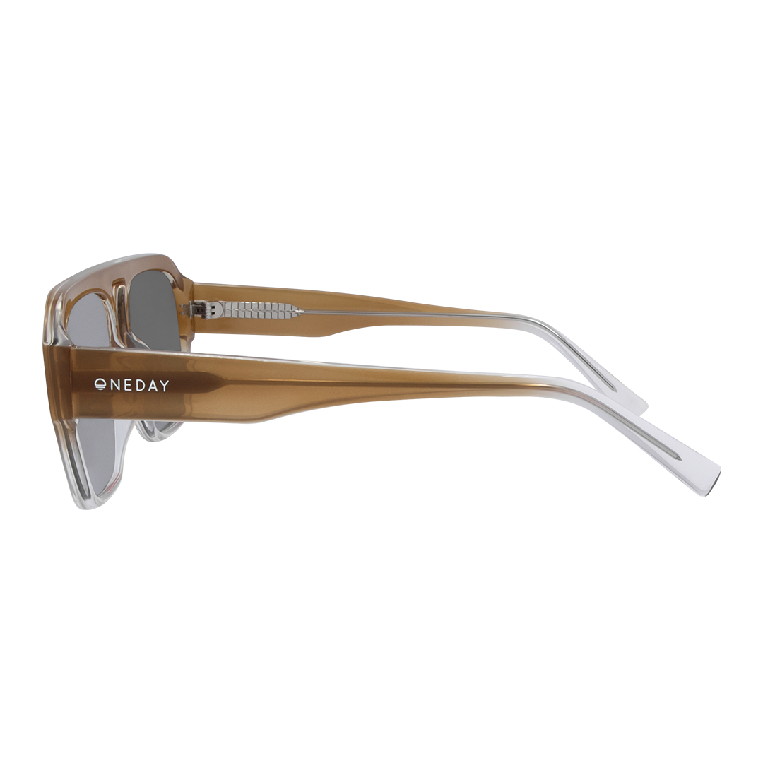 Florence Aviator Women's Sunglasses with Beige Frame and Brown Polarised Lens left view