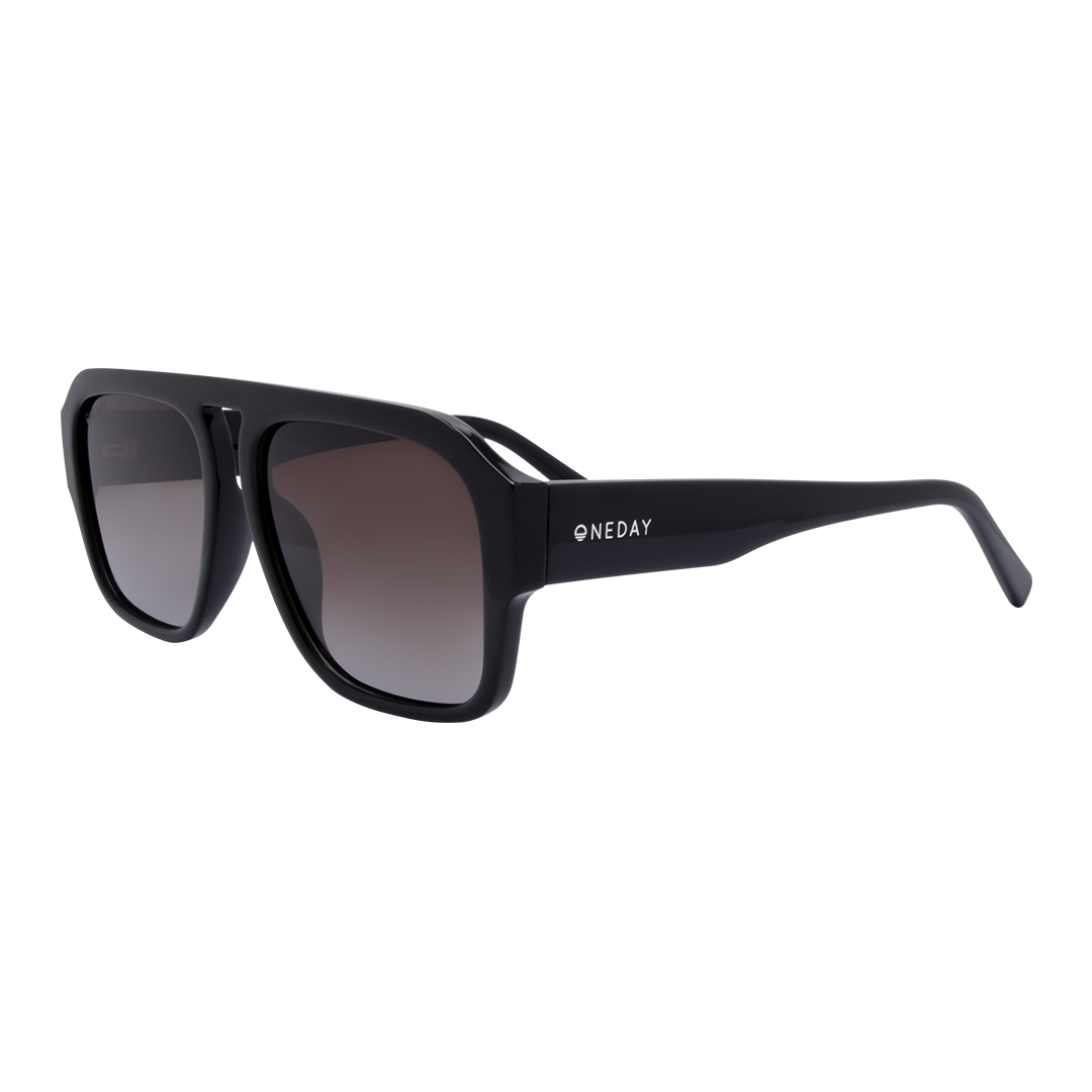 Florence Aviator Women's Sunglasses with Black Frame and Brown Polarised Lens front left view