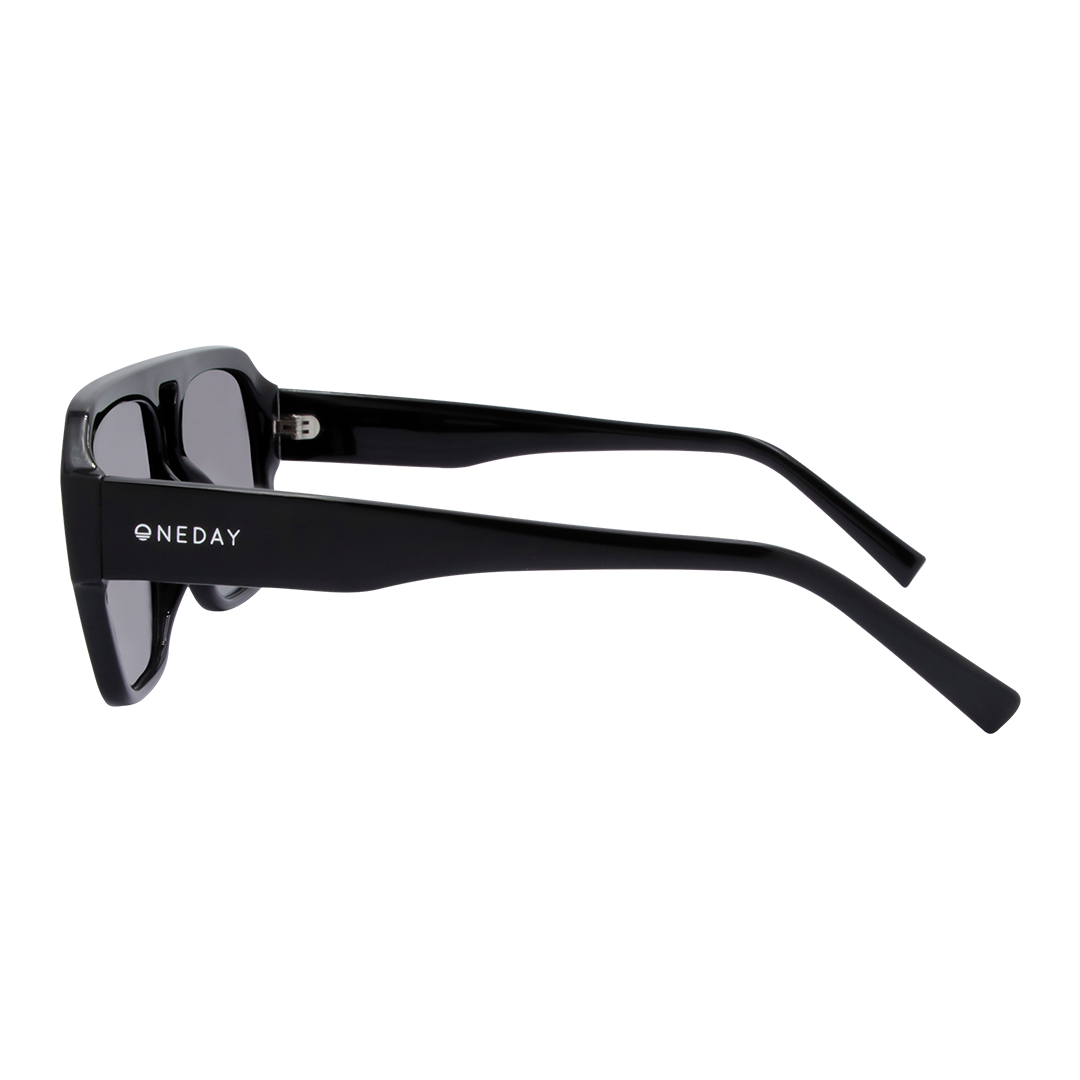 Florence Aviator Women's Sunglasses with Black Frame and Brown Polarised Lens left view