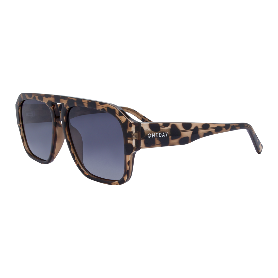 Florence Aviator Women's Sunglasses with Tortoise Shell Frame and Gradient Smoke Polarised Lens front left view
