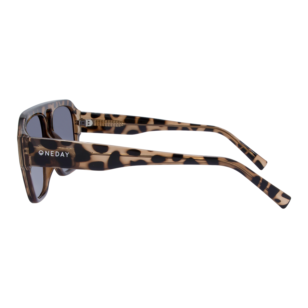 Florence Aviator Women's Sunglasses with Tortoise Shell Frame and Gradient Smoke Polarised Lens left view