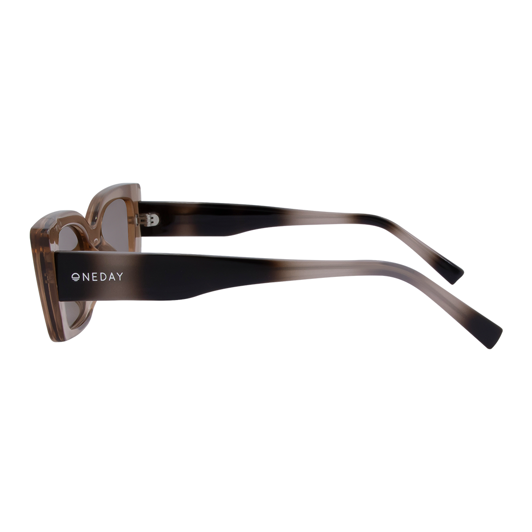 Juniper Rectangle Women's Sunglasses with Beige Frame and Brown Lens left view