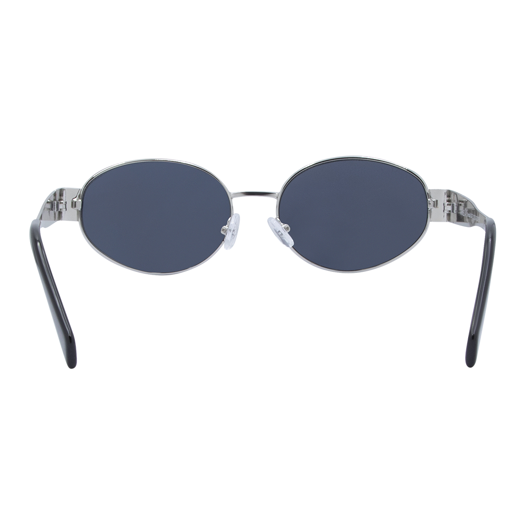 Kendall Oval Women's Sunglasses with Silver Metal Frame and Smoke Lens inside view