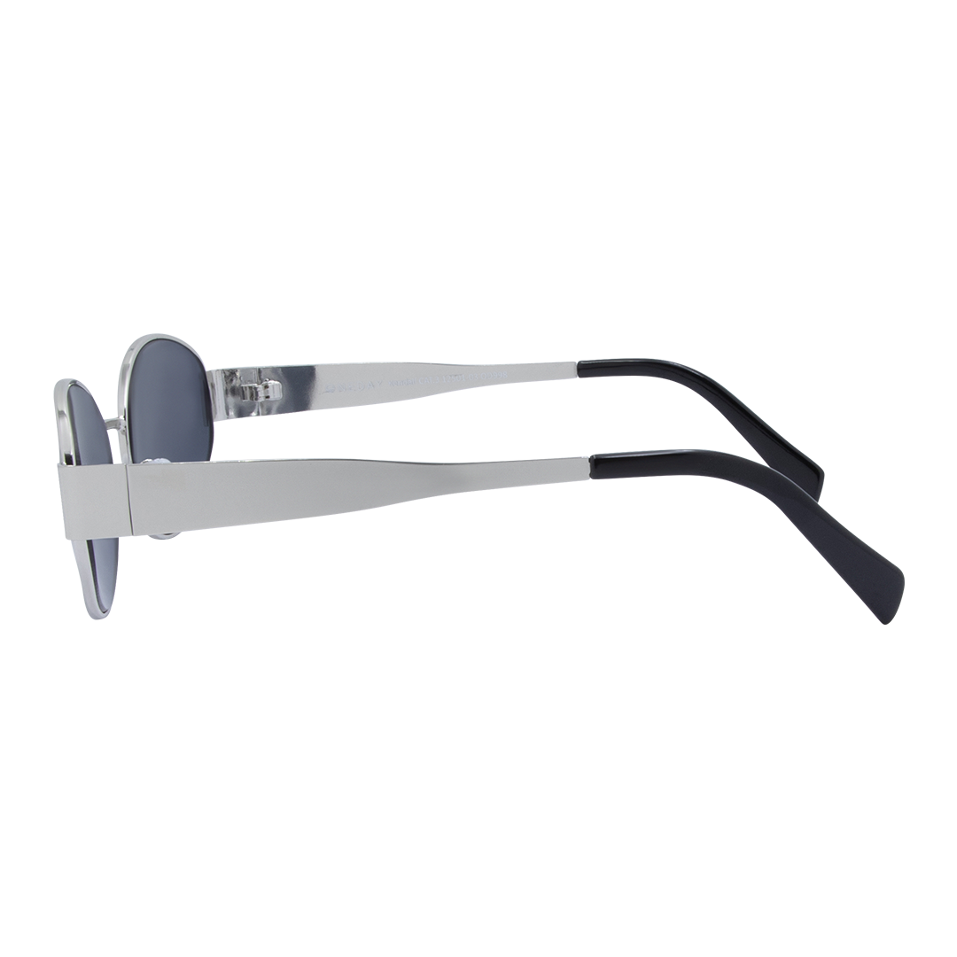 Kendall Oval Women's Sunglasses with Silver Metal Frame and Smoke Lens left view