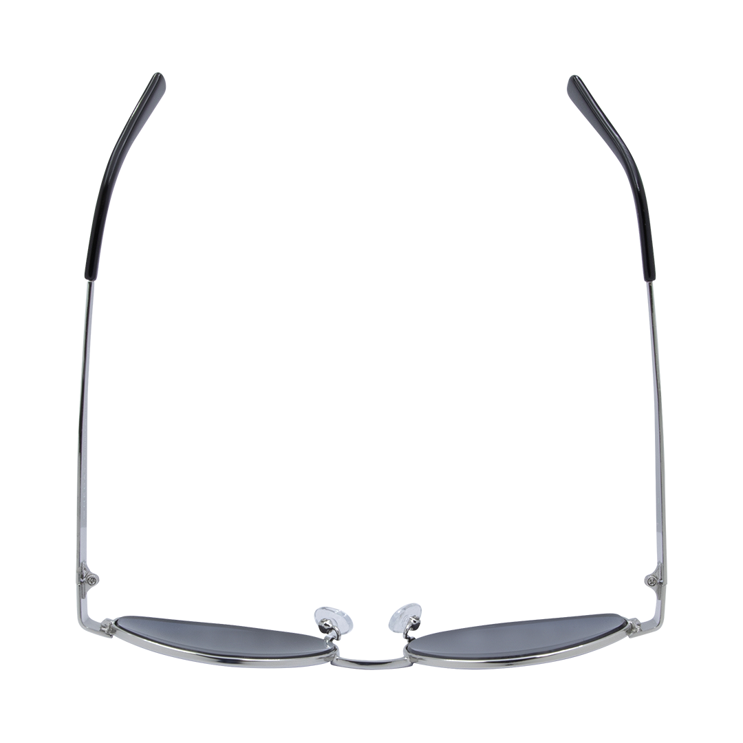 Kendall Oval Women's Sunglasses with Silver Metal Frame and Smoke Lens top view
