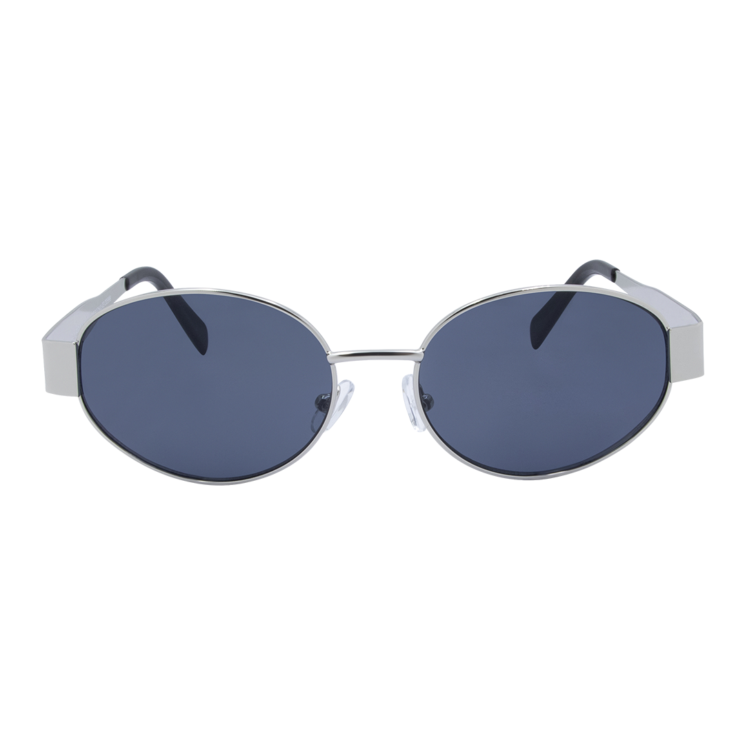 Kendall Silver Smoke Oval Women's Metal Sunglasses front view