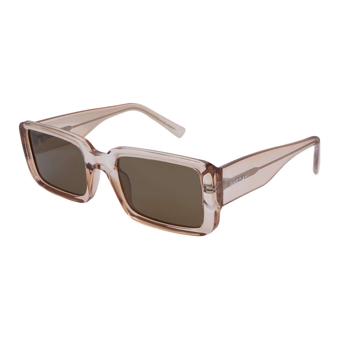Luna Beige Brown Rectangle Women's Polarised Sunglasses