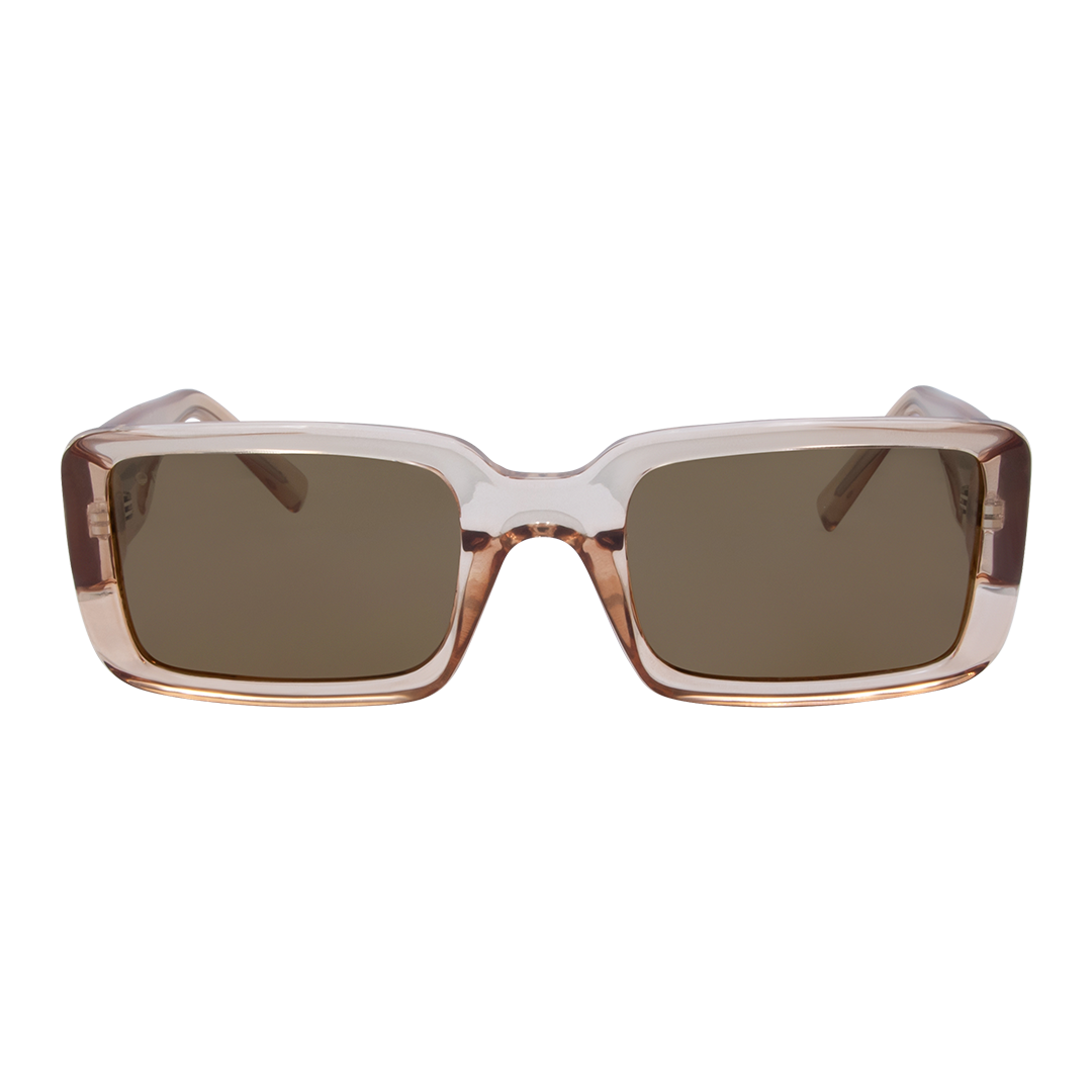 Luna Beige Brown Rectangle Women's Polarised Sunglasses front view