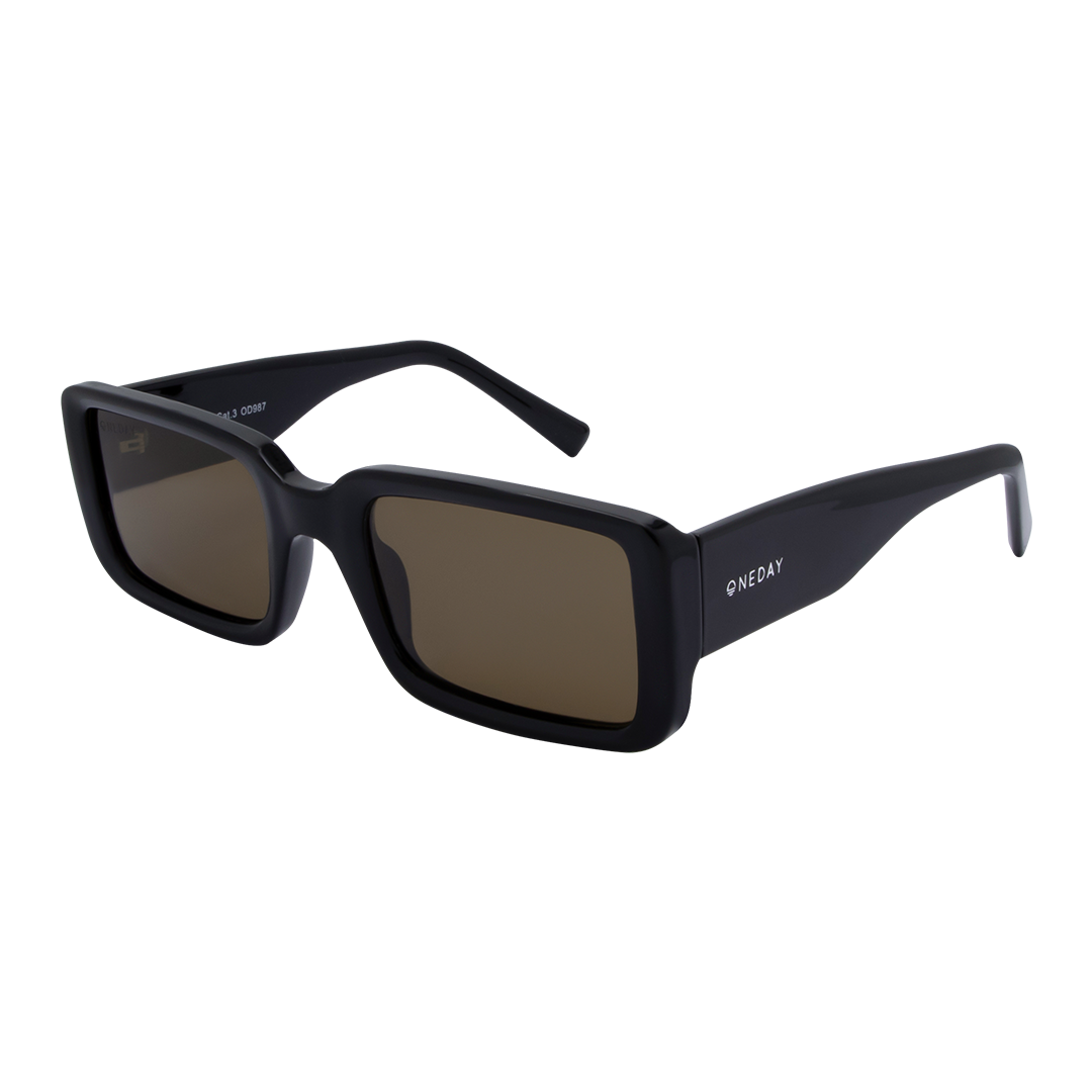 Luna Black Brown Rectangle Women's Polarised Sunglasses
