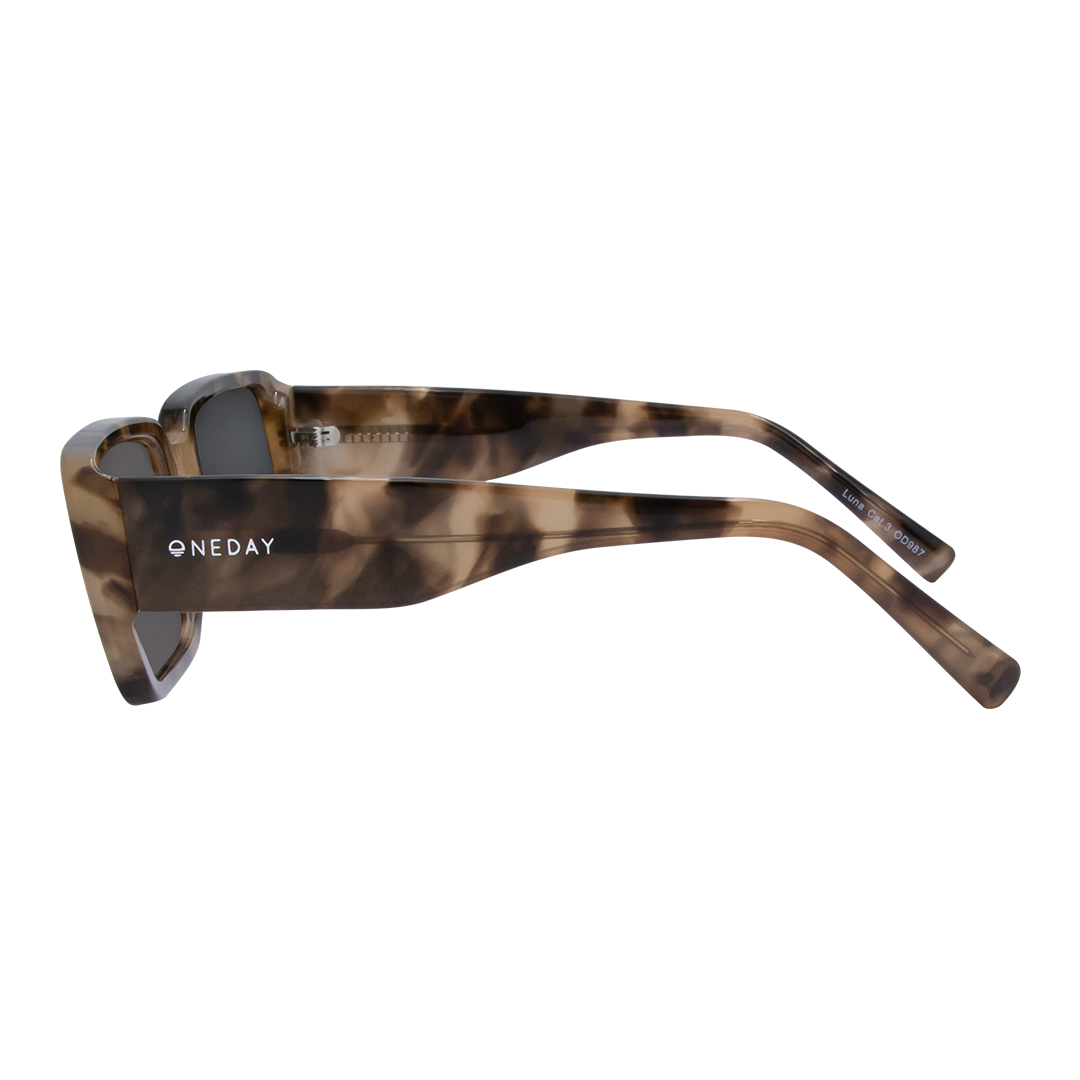Luna Rectangle Women's Sunglasses with Tortoise Shell Frame and G15 Polarised Lens left view