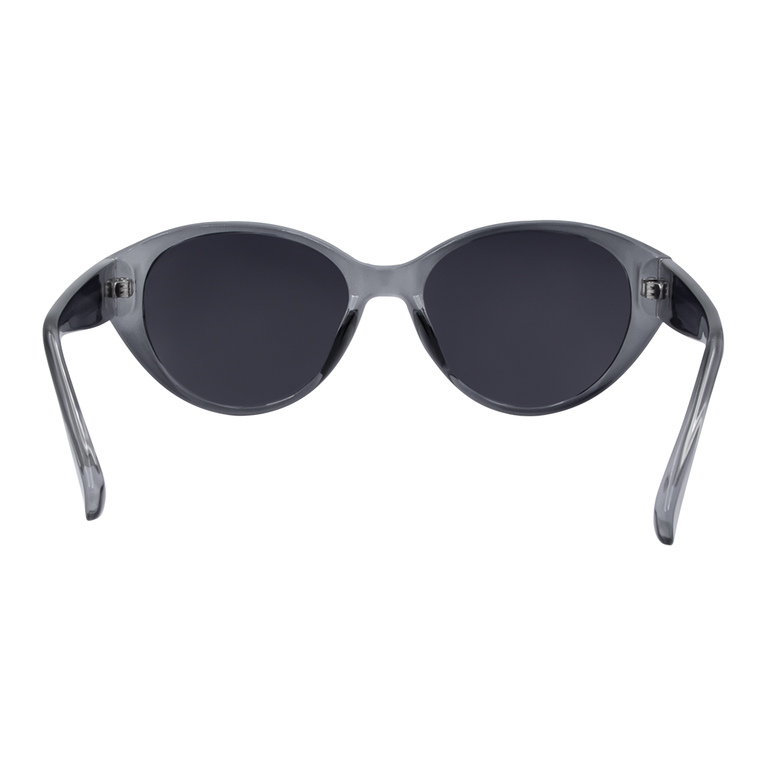 Polly Oval Women's Sunglasses with Black Frame and Smoke Polarised Lens inside view
