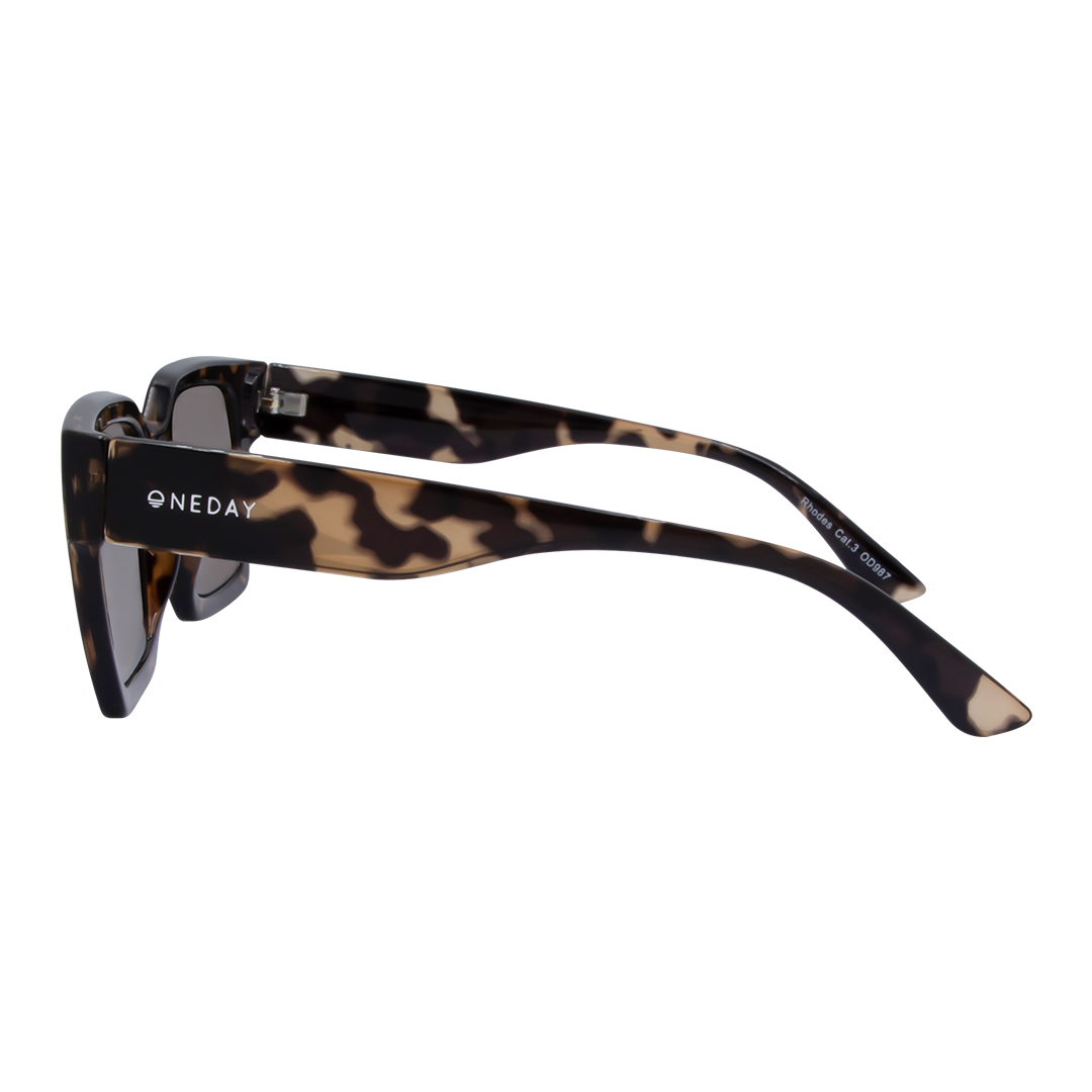 Rhodes Square Women's Sunglasses with Tortoise Shell Frame and Brown Lens left view