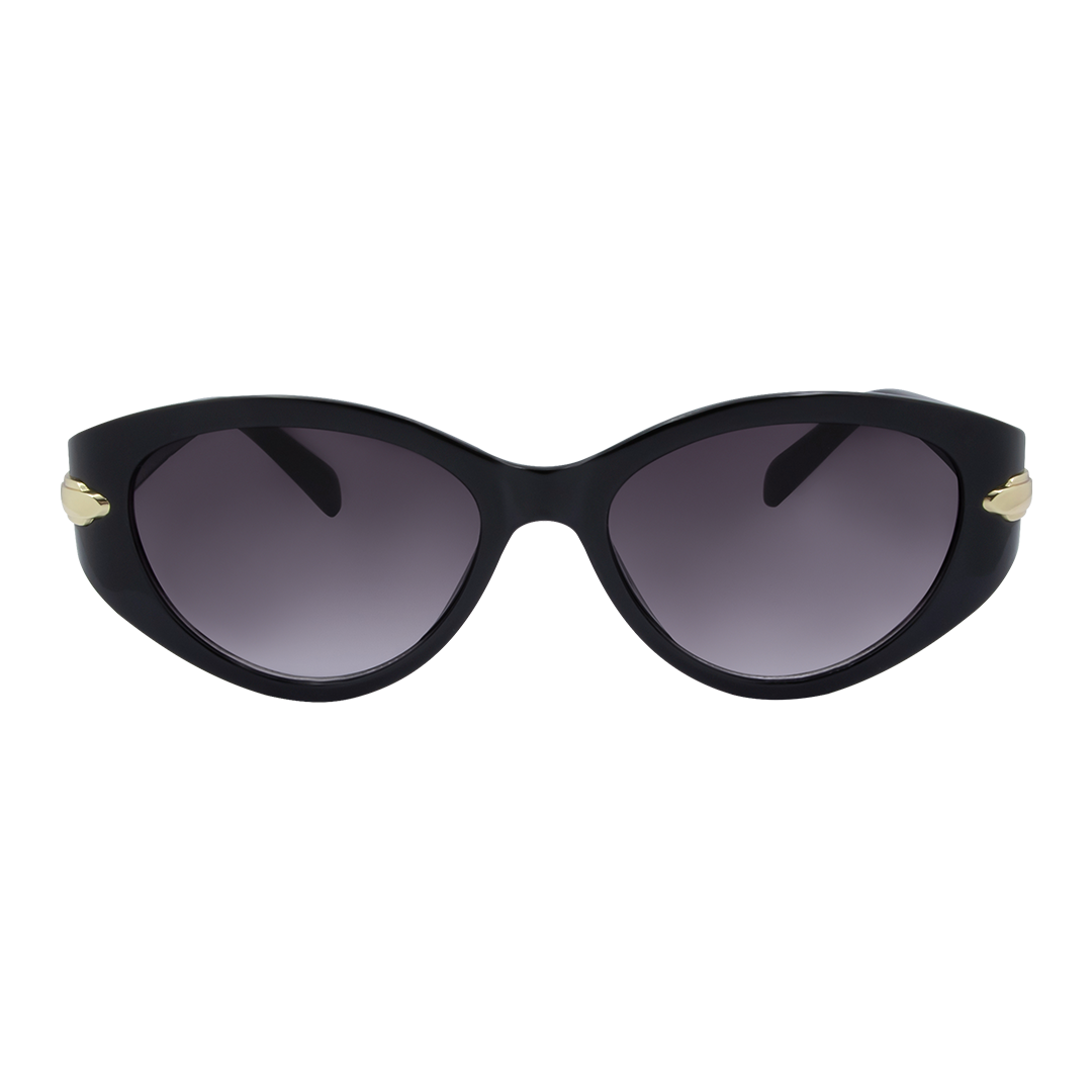 Sofia Black Smoke Oval Women's Sunglasses front view