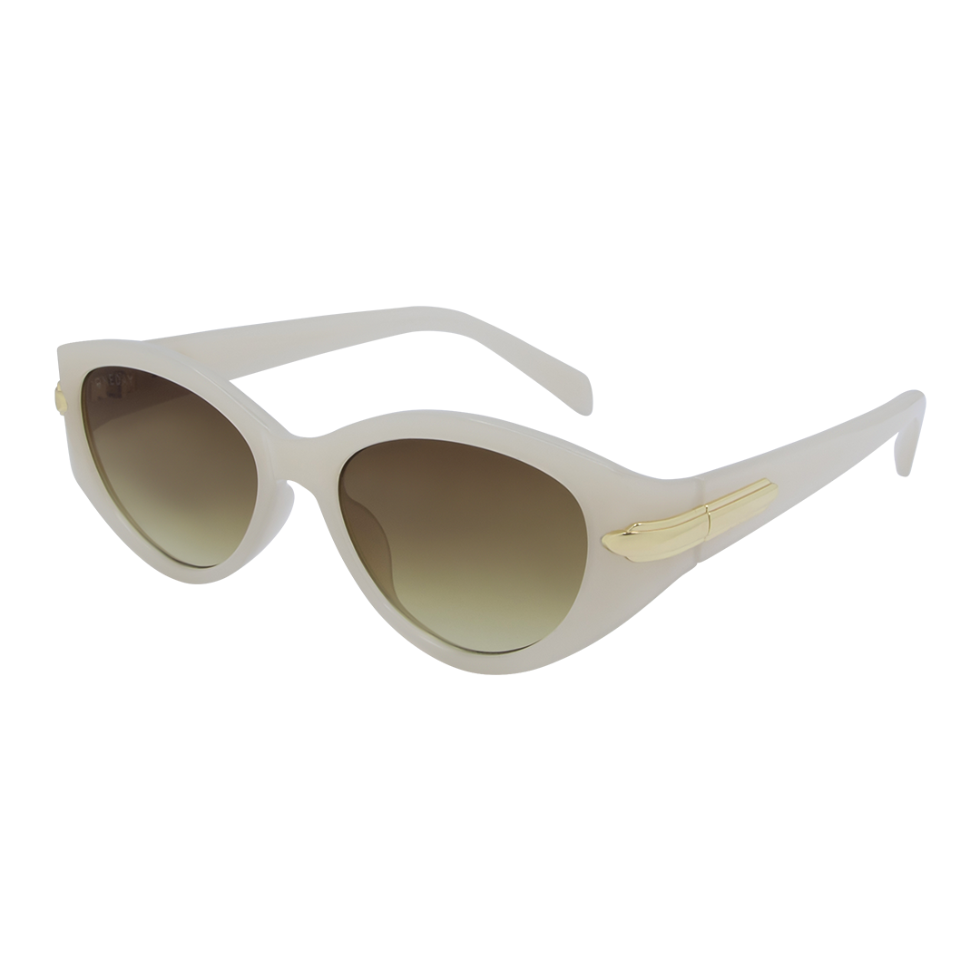 Sofia Cream White Brown Oval Women's Sunglasses
