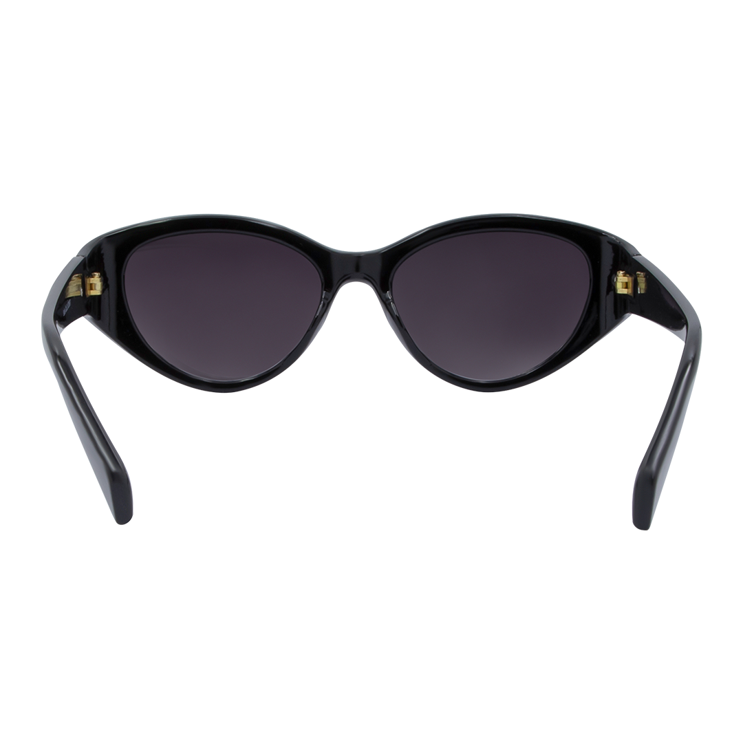 Sofia Oval Women's Sunglasses with Black Frame and Smoke Lens inside view