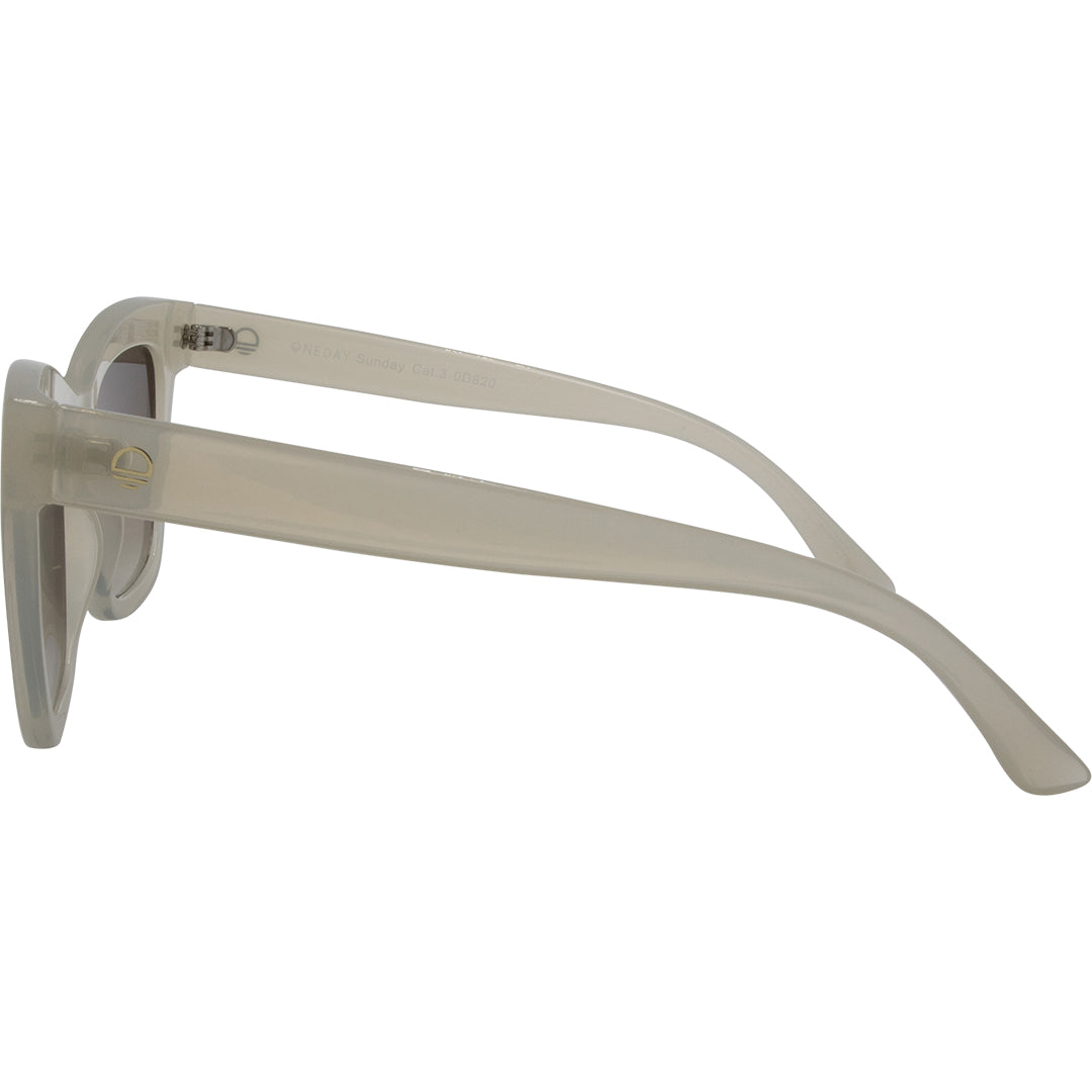 Sunday White Cat Eyes Womens Sunglasses left view with brown lens