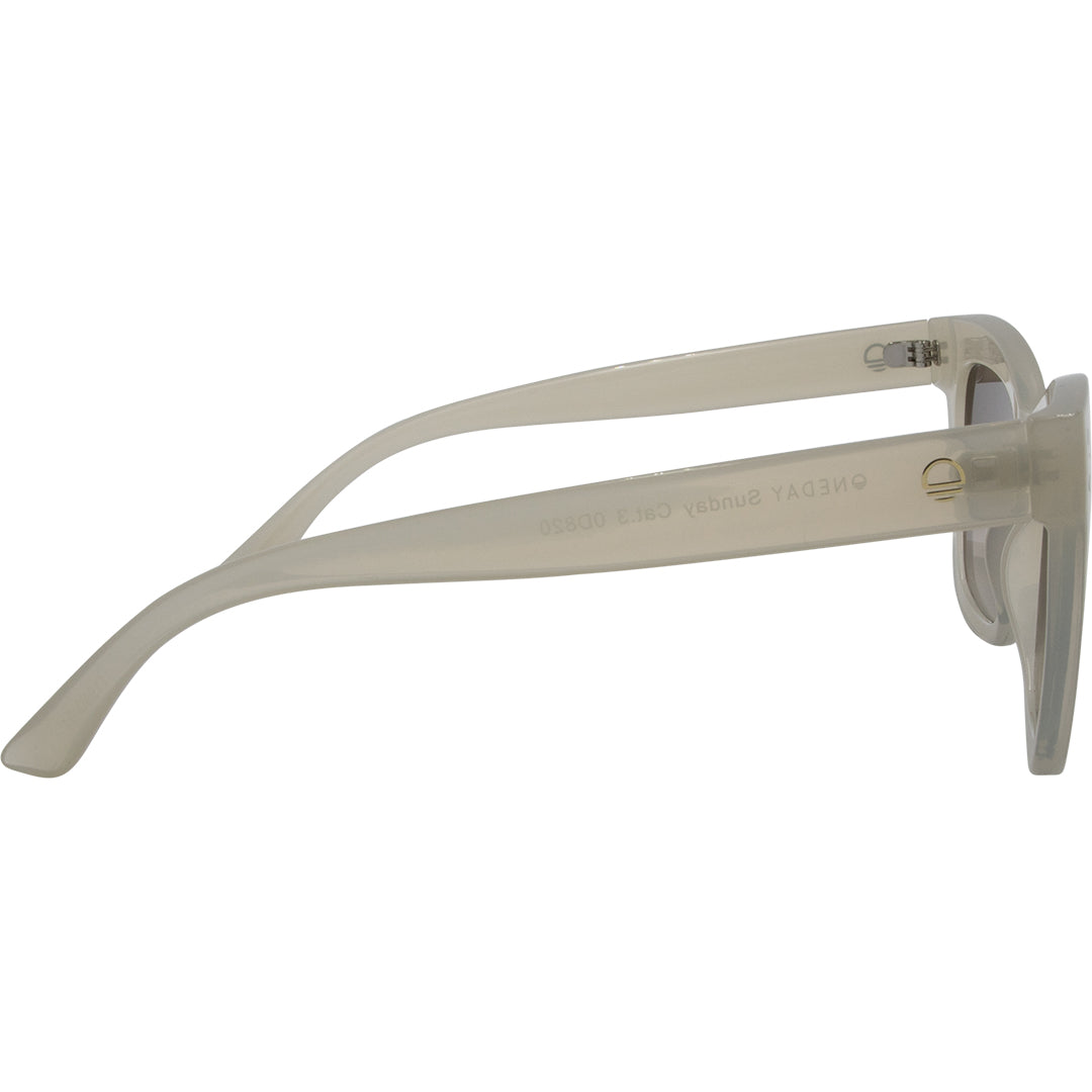 Sunday White Cat Eyes Womens Sunglasses right view with brown lens