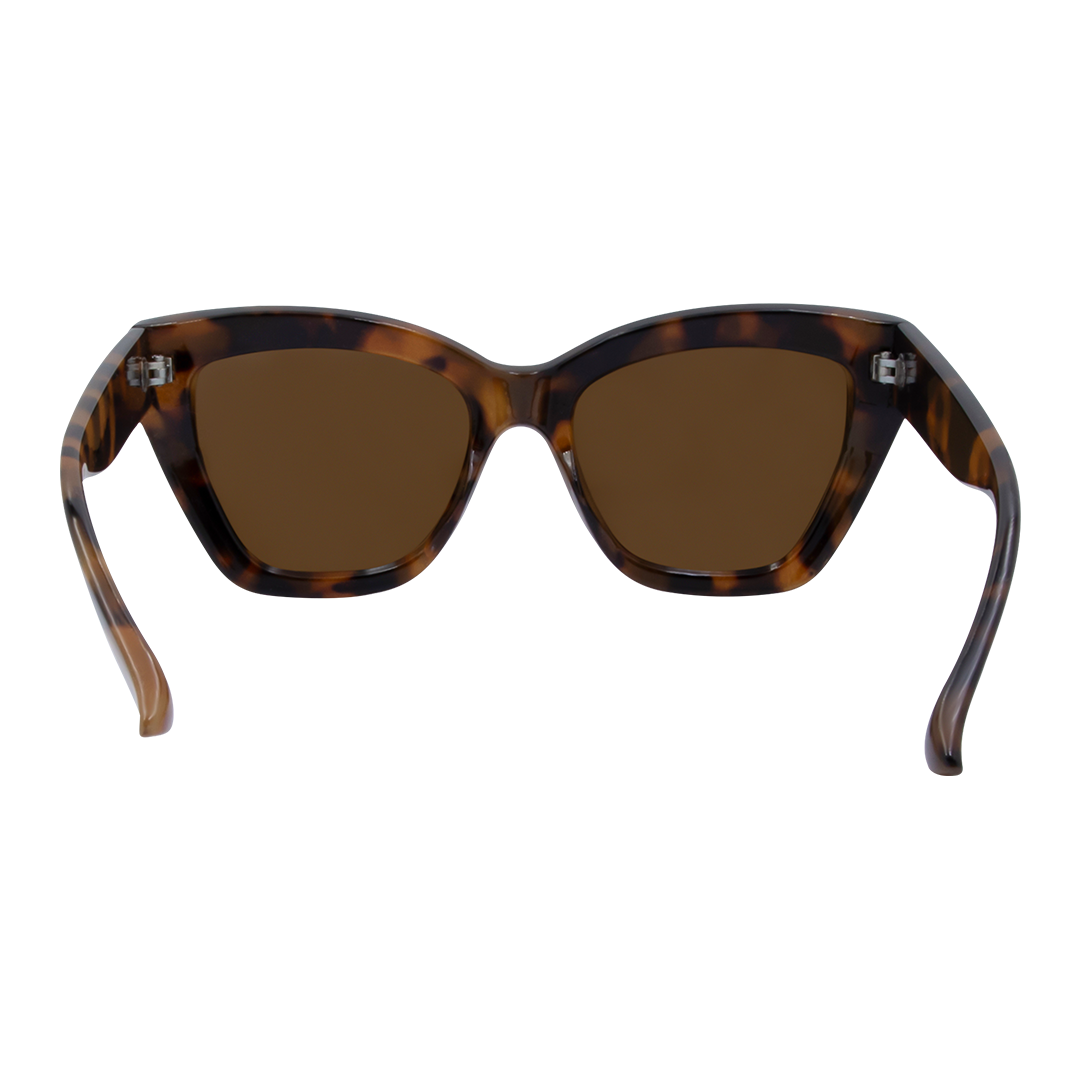 Winona Cats Eye Women's Sunglasses with Tortoise Shell Frame and Brown Lens inside view