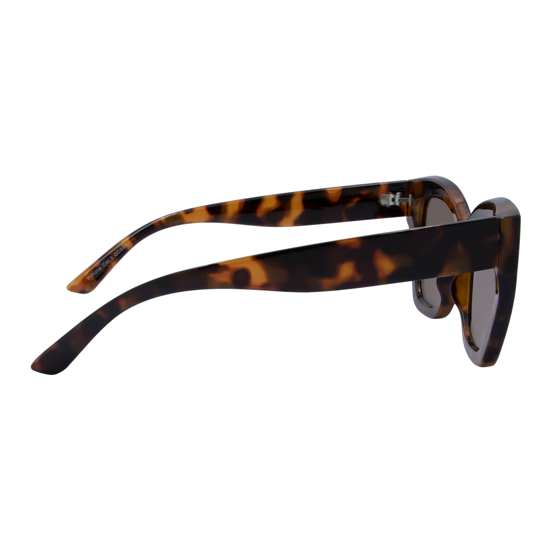 Winona Cats Eye Women's Sunglasses with Tortoise Shell Frame and Brown Lens right view