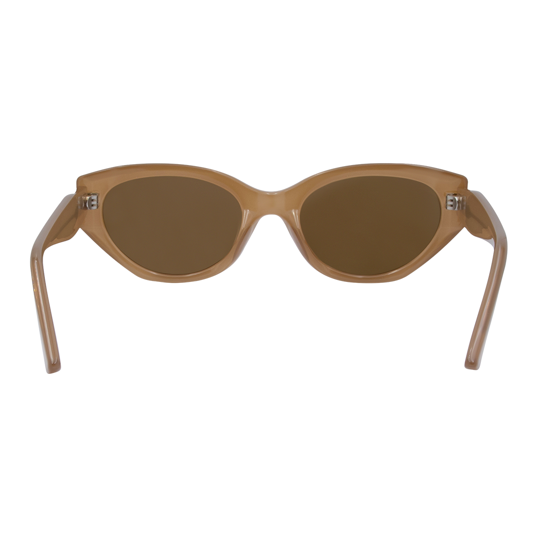 Blakey Oval Women's Sunglasses with Beige Frame and Brown Lens inside view