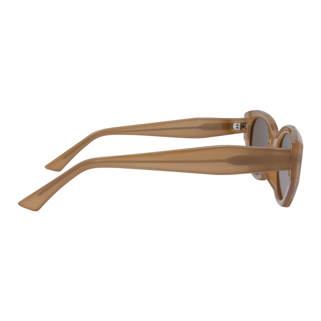 Blakey Oval Women's Sunglasses with Beige Frame and Brown Lens right view