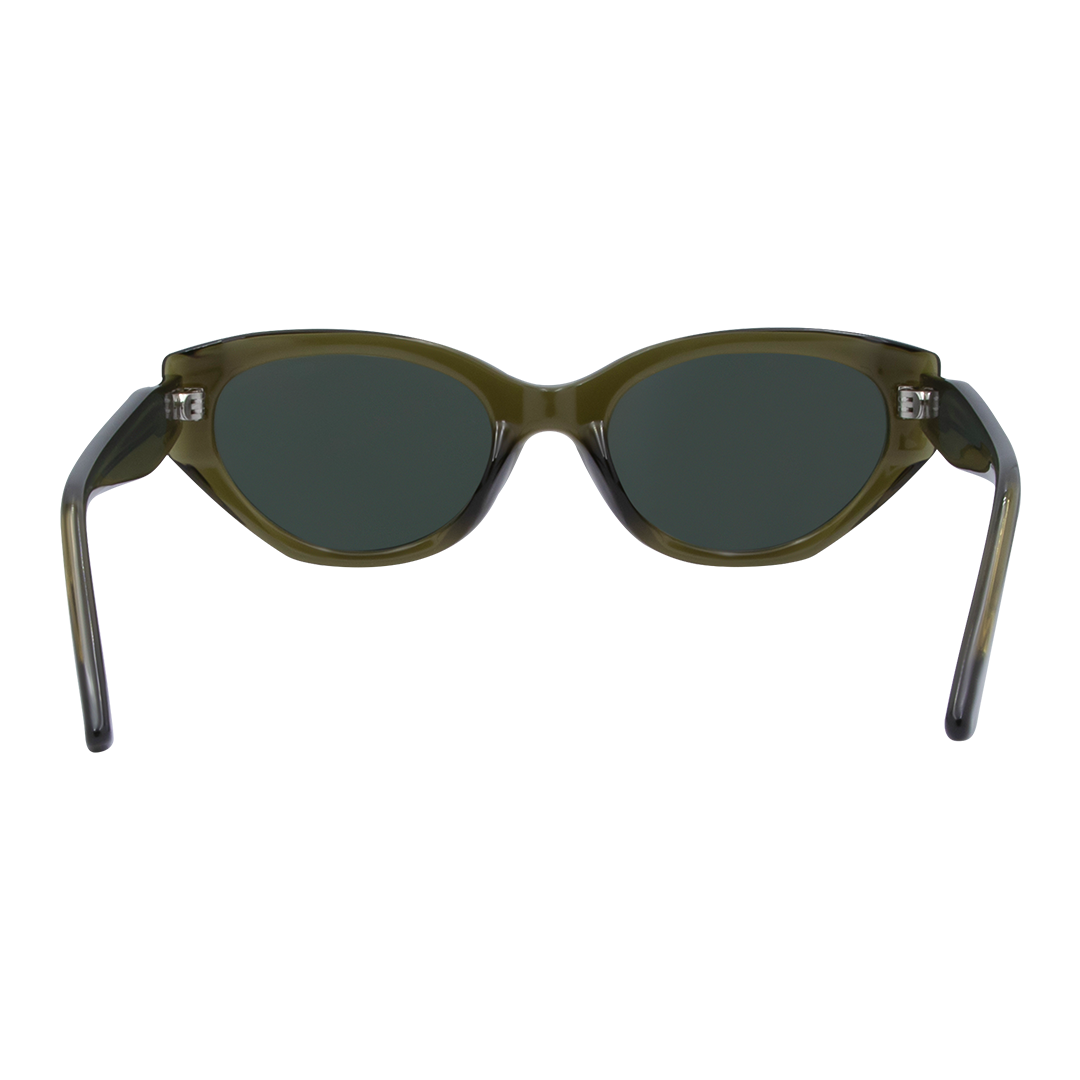 Blakey Oval Women's Sunglasses with Olive Green Frame and G15 Lens inside view