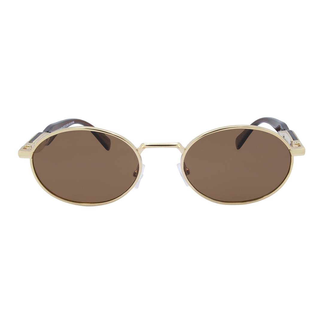 Brooklyn Gold Oval Women's Metal Polarised Sunglasses front view