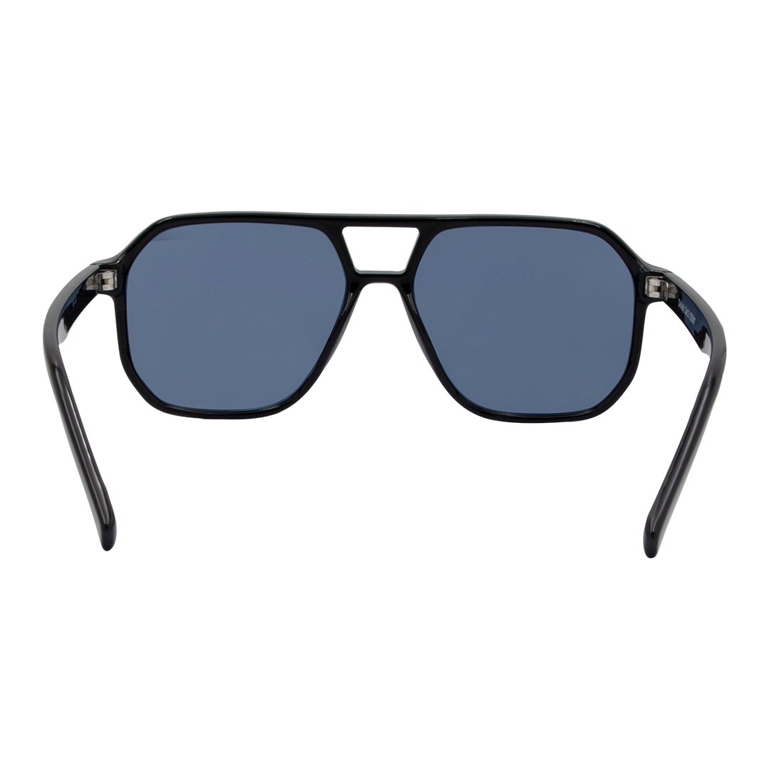 Delilah Aviator Women's Sunglasses with Black Frame and Blue Lens inside view