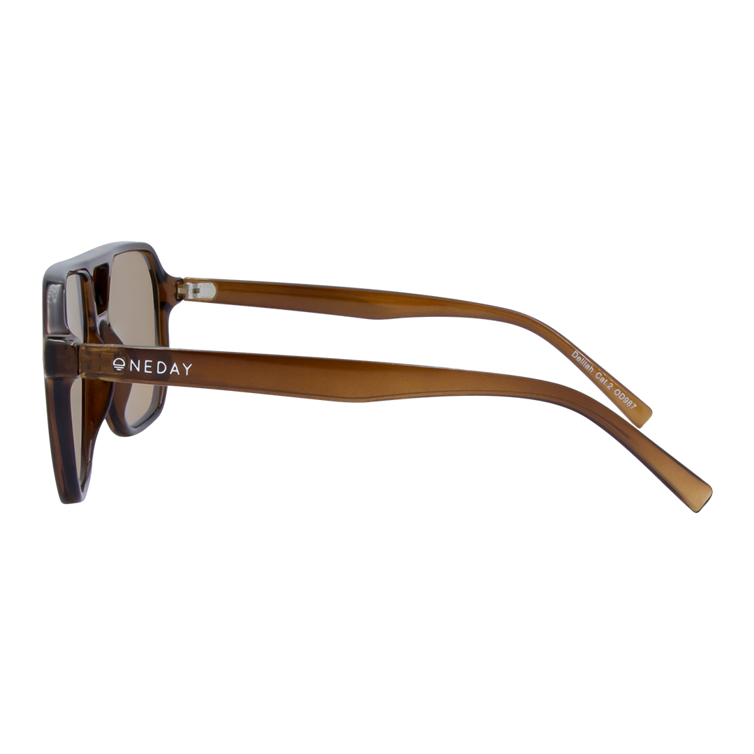 Delilah Aviator Women's Sunglasses with Brown Frame and Brown Lens left view