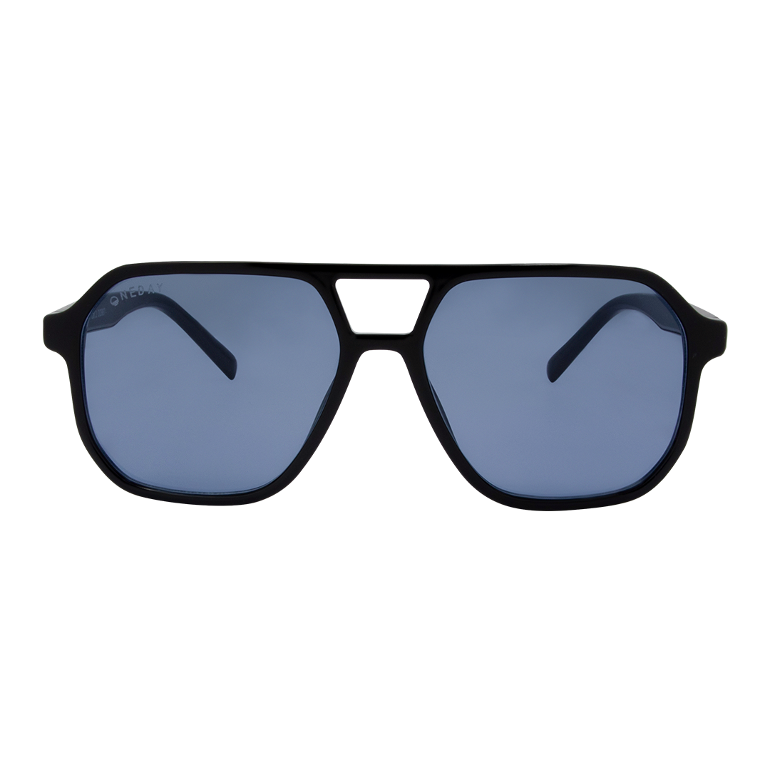 Delilah Black Blue Aviator Women's Sunglasses front view