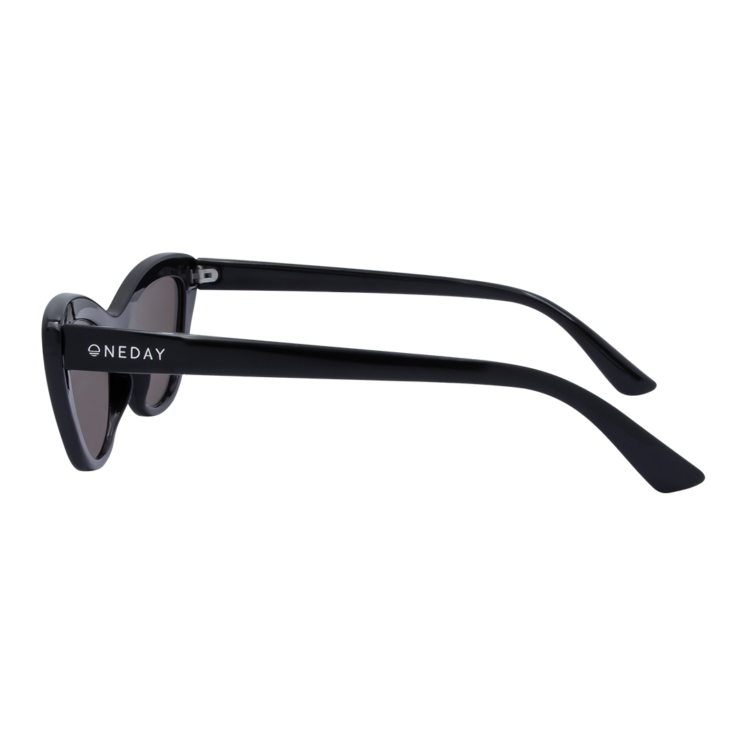 Desorbo Cats Eye Women's Sunglasses with Black Frame and Brown Lens left view