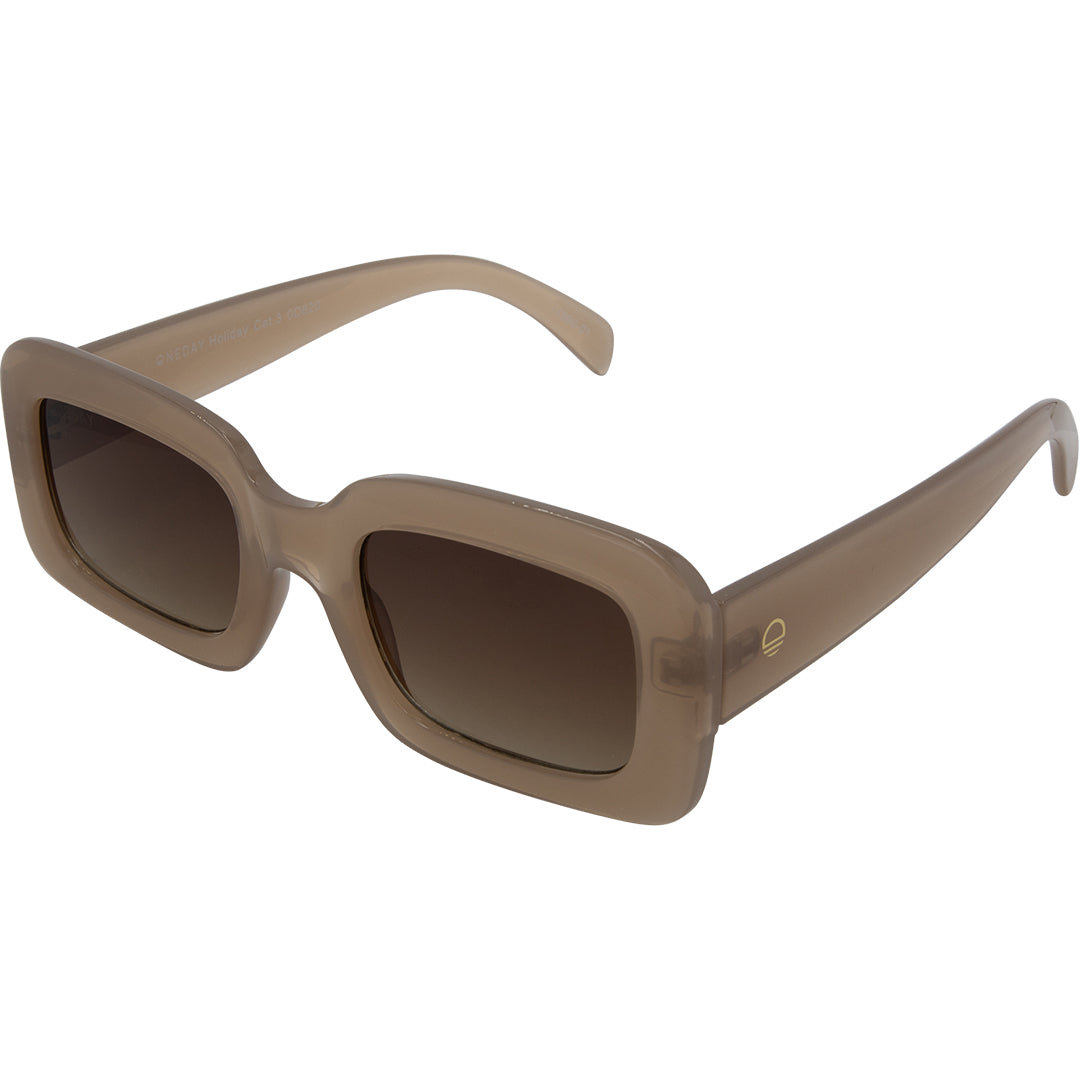 Holiday Brown Rectangle Womens Sunglasses made of polycarbonate and brown lens