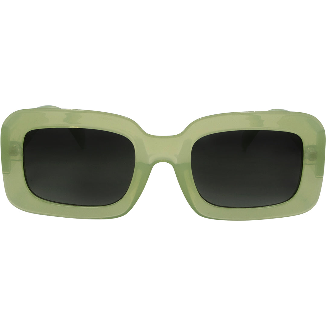 Holiday Green Rectangle Womens Sunglasses front view with G15 lens