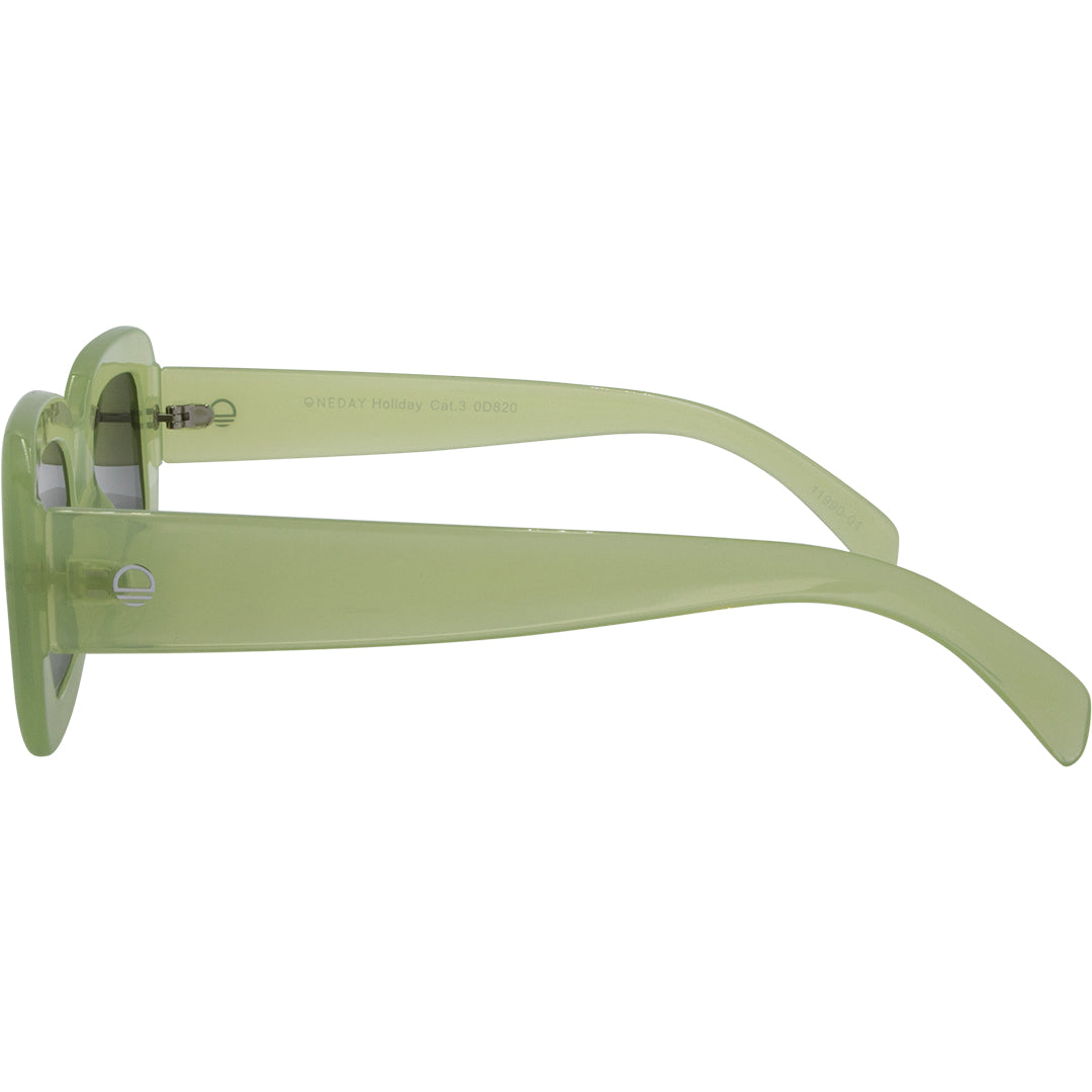 Holiday Green Rectangle Womens Sunglasses left view with G15 lens
