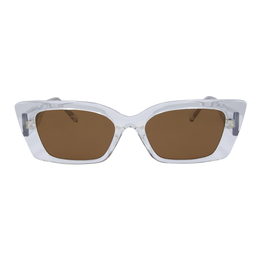 Juniper Crystal Clear Brown Rectangle Women's Sunglasses front view