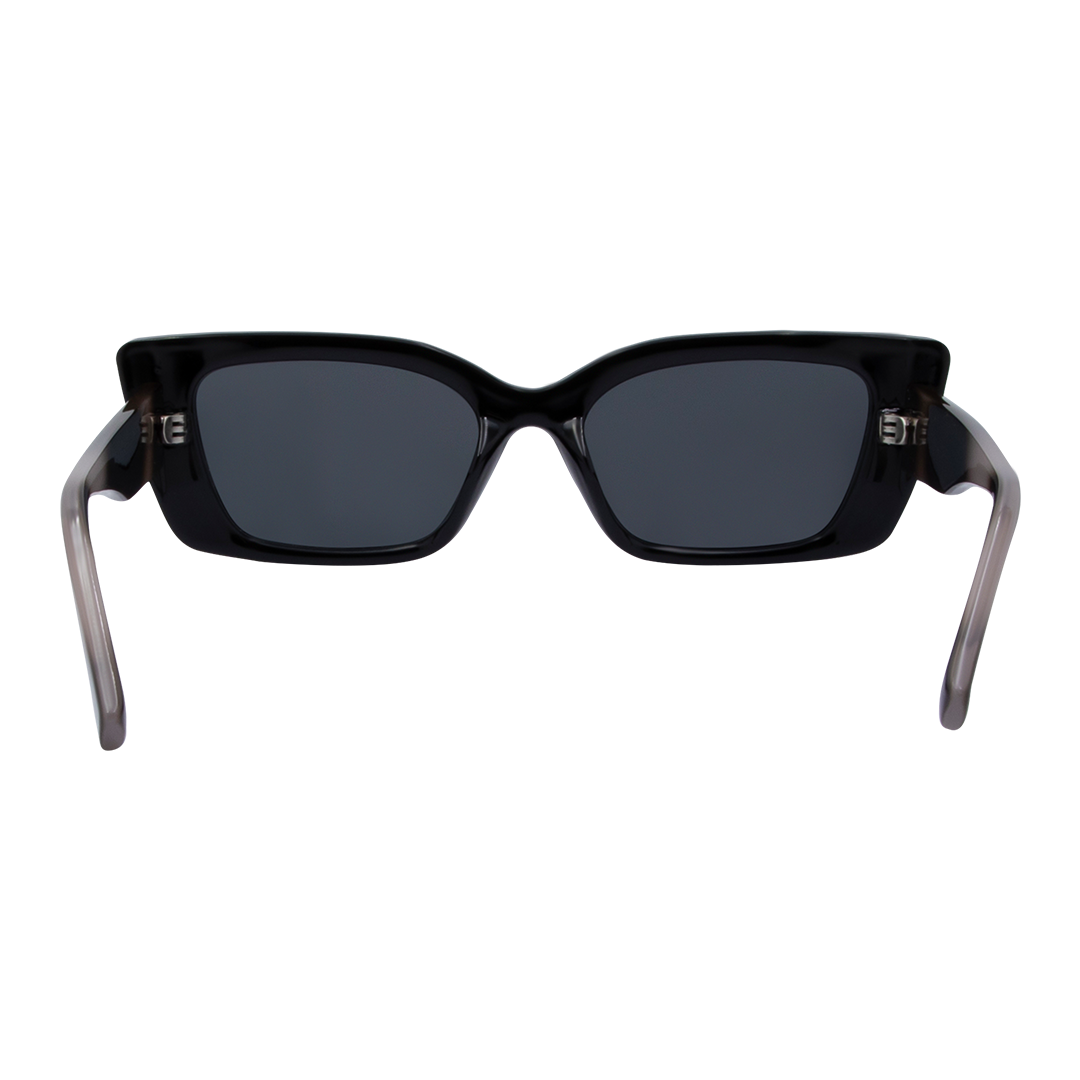 Juniper Rectangle Women's Sunglasses with Black Frame and Smoke Lens inside view
