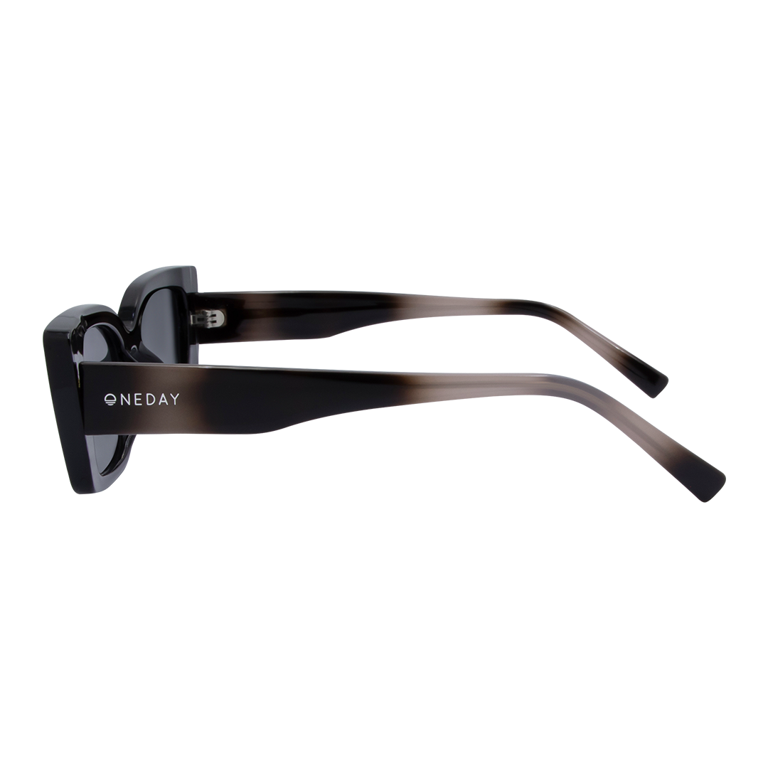 Juniper Rectangle Women's Sunglasses with Black Frame and Smoke Lens left view
