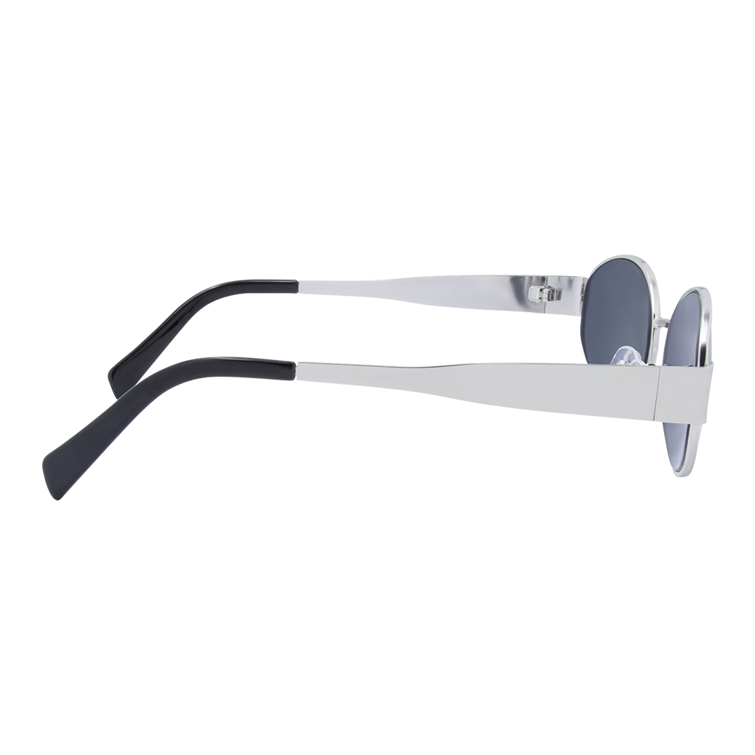 Kendall Oval Women's Sunglasses with Silver Metal Frame and Smoke Lens right view