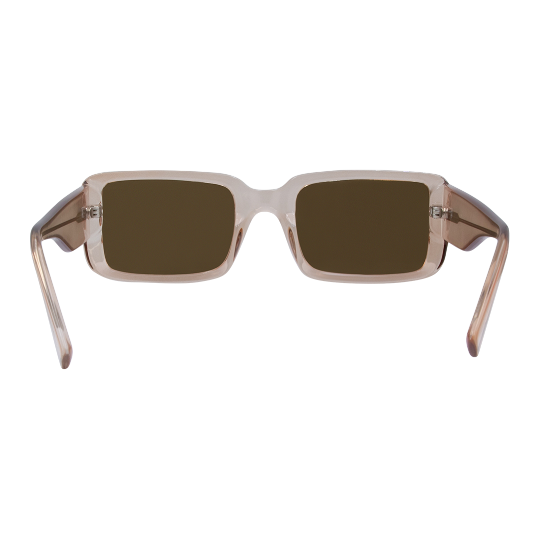 Luna Rectangle Women's Sunglasses with Beige Frame and Brown Polarised Lens inside view